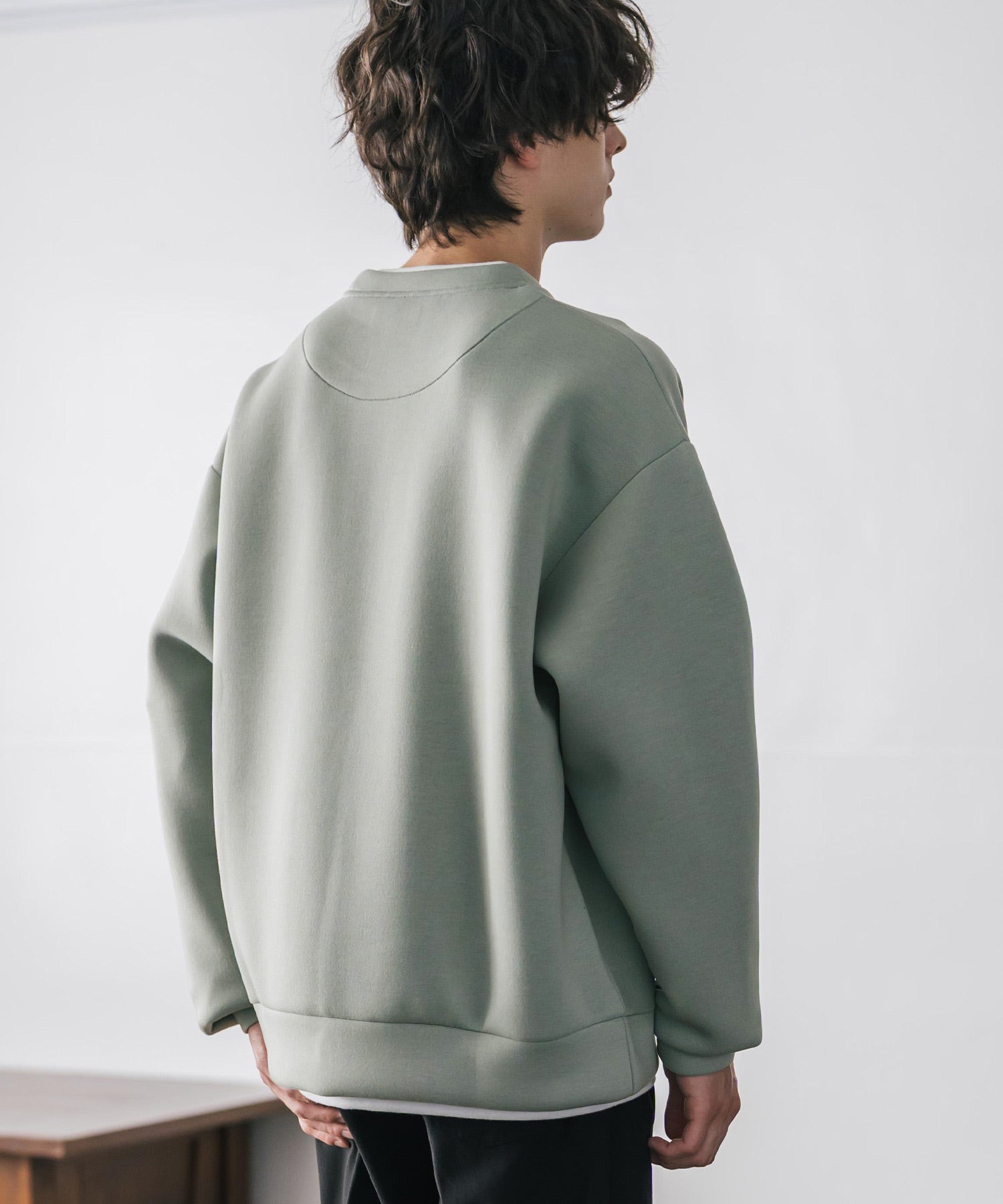 ロッキーモンロー Rocky Monroe ダンボールニット トレーナー プルオーバー 無地 メンズ レディース フェイクレイヤード クルーネック ペールトーン オーバーサイズ ルーズ 14657 （ホワイト） ホワイト