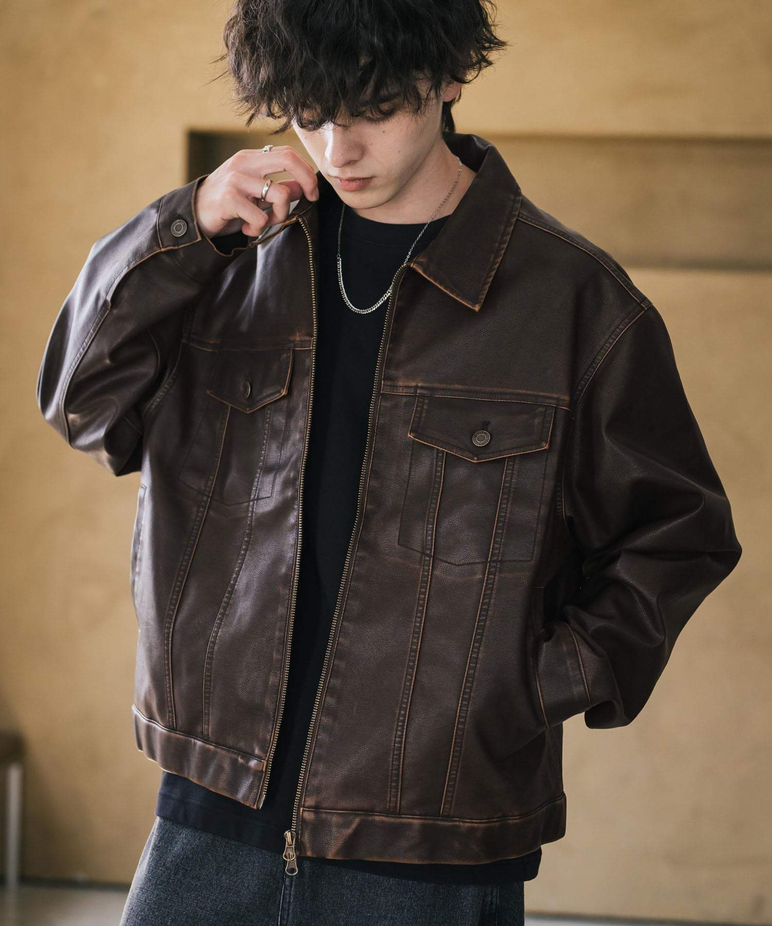 Rocky Monroe G-Jacket 3rd PU Leather Men Women Blouson Trucker Jacket