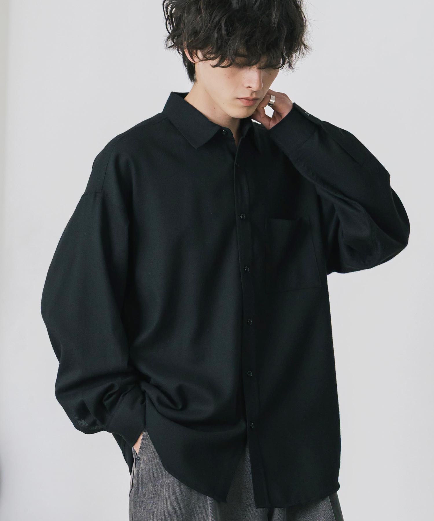 ロッキーモンロー Rocky Monroe チェックシャツ ネルシャツ 長袖 メンズ レディース レギュラーカラー 無地 オンブレ オーバーサイズ  ヴィンテージ アメカジ レトロ 新色追加 14534 （ブラック） ブラック