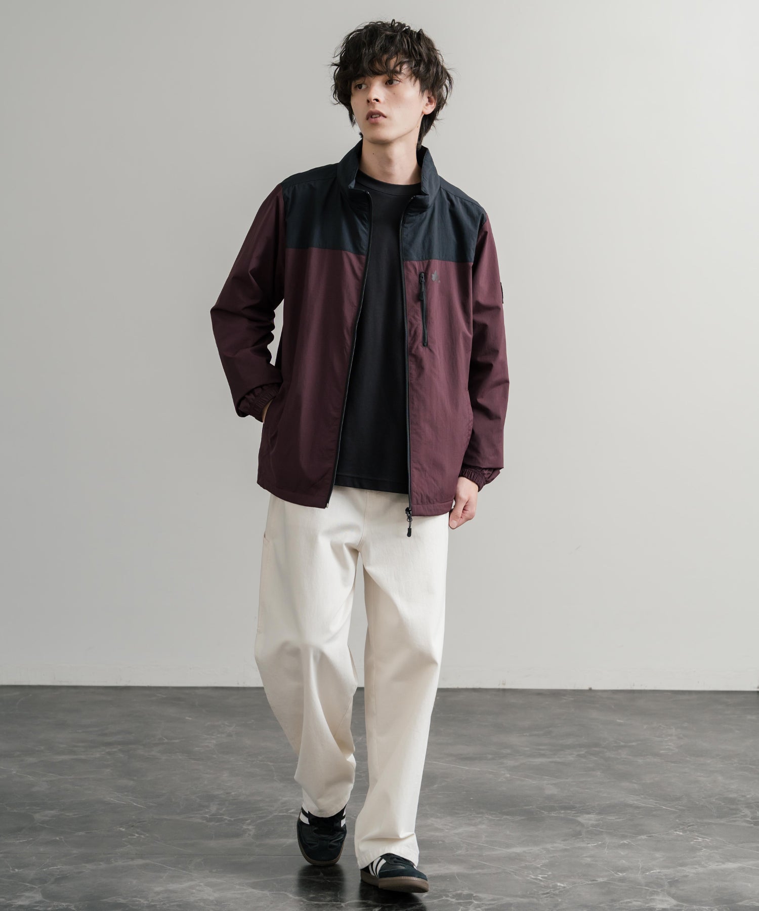 ロッキーモンロー Rocky Monroe ナイロンジャケット 裏タフタ ブルゾン メンズ レディース ライトアウター 撥水 スタンドネック 切替 アウトドア LOGOS  ロゴス  14857 （7.ワイン） 7.ワイン