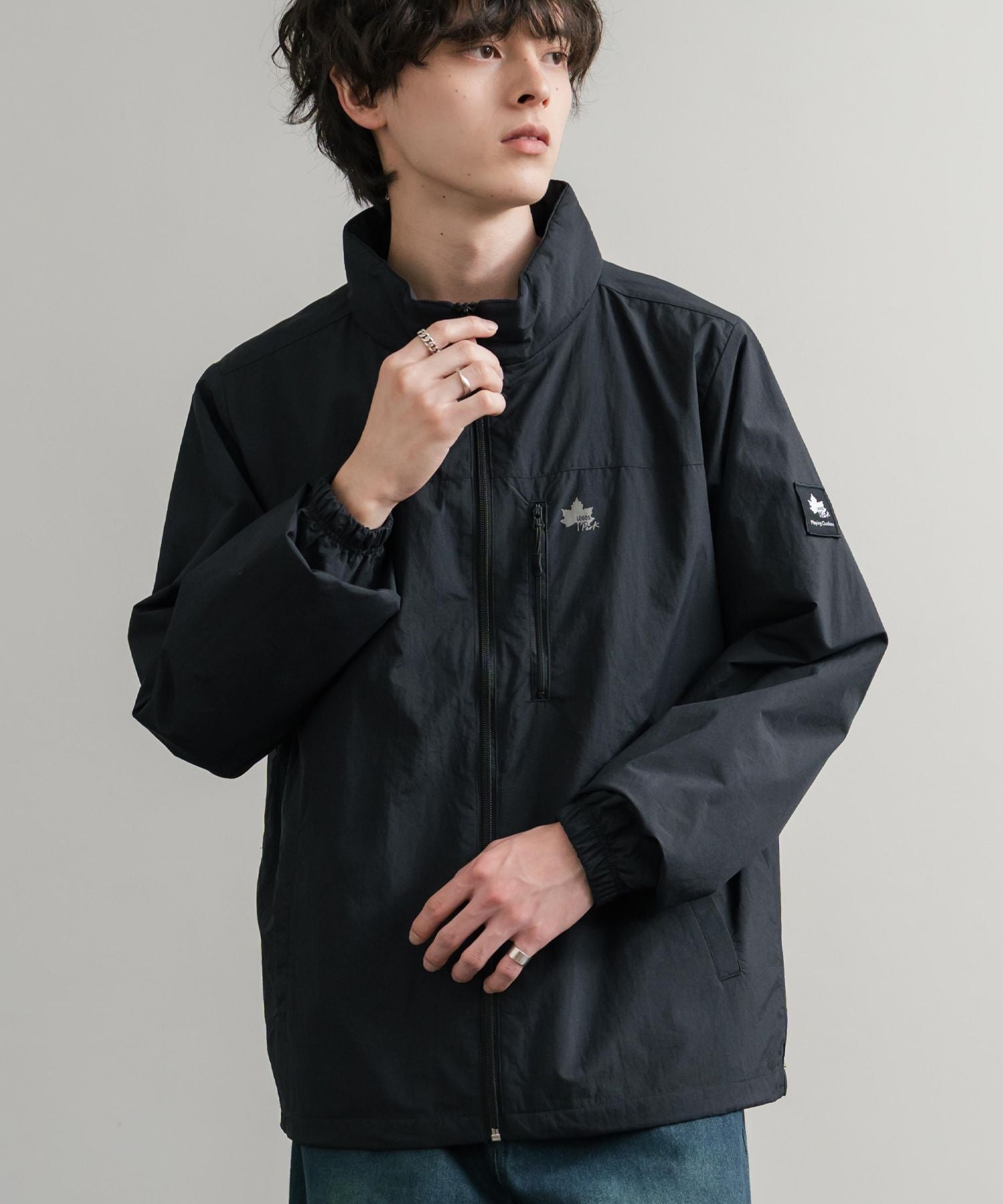 ロッキーモンロー Rocky Monroe ナイロンジャケット 裏タフタ ブルゾン メンズ レディース ライトアウター 撥水 スタンドネック 切替 アウトドア LOGOS  ロゴス  14857 （7.ワイン） 7.ワイン