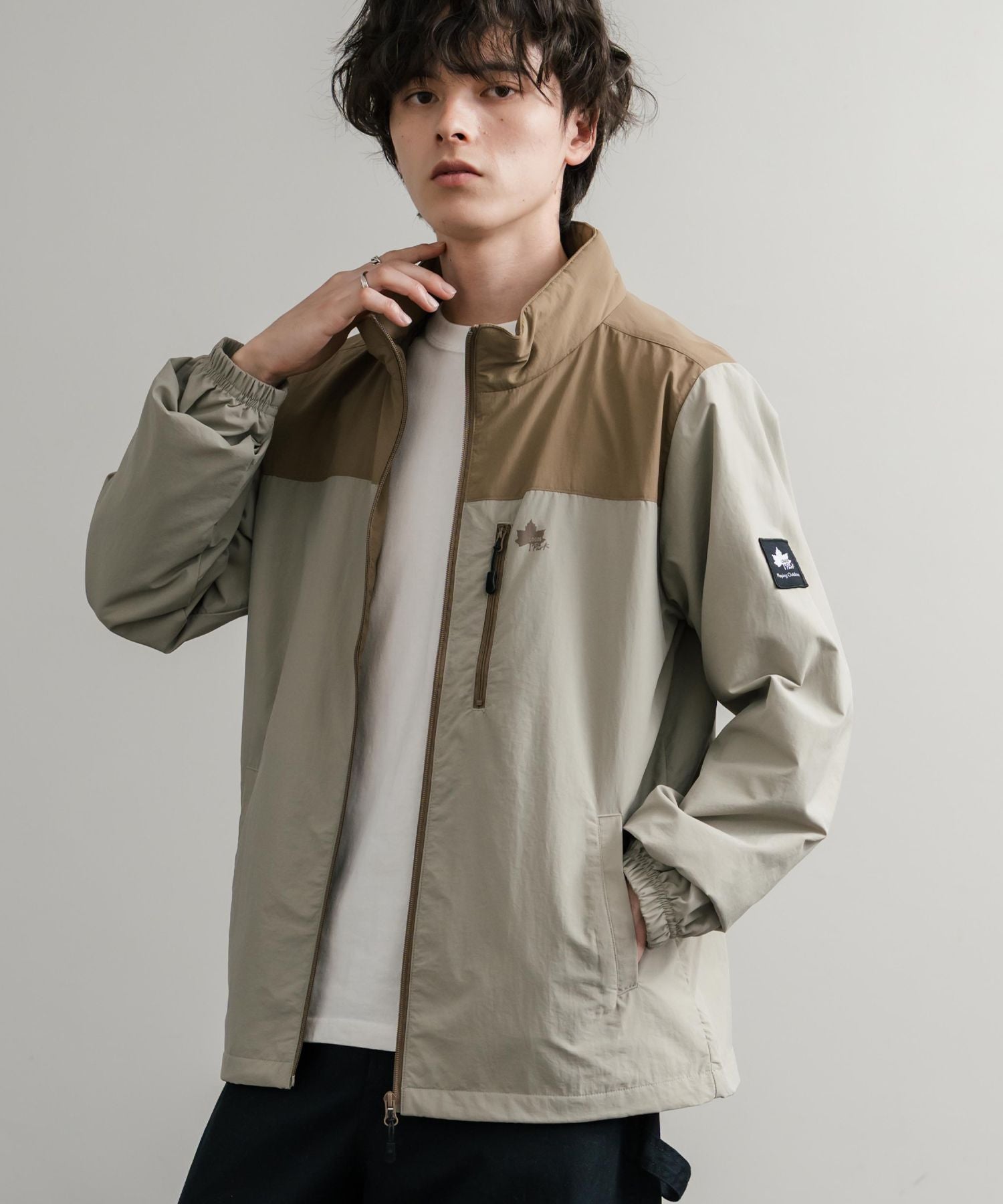 ロッキーモンロー Rocky Monroe ナイロンジャケット 裏タフタ ブルゾン メンズ レディース ライトアウター 撥水 スタンドネック 切替 アウトドア LOGOS  ロゴス  14857 （7.ワイン） 7.ワイン