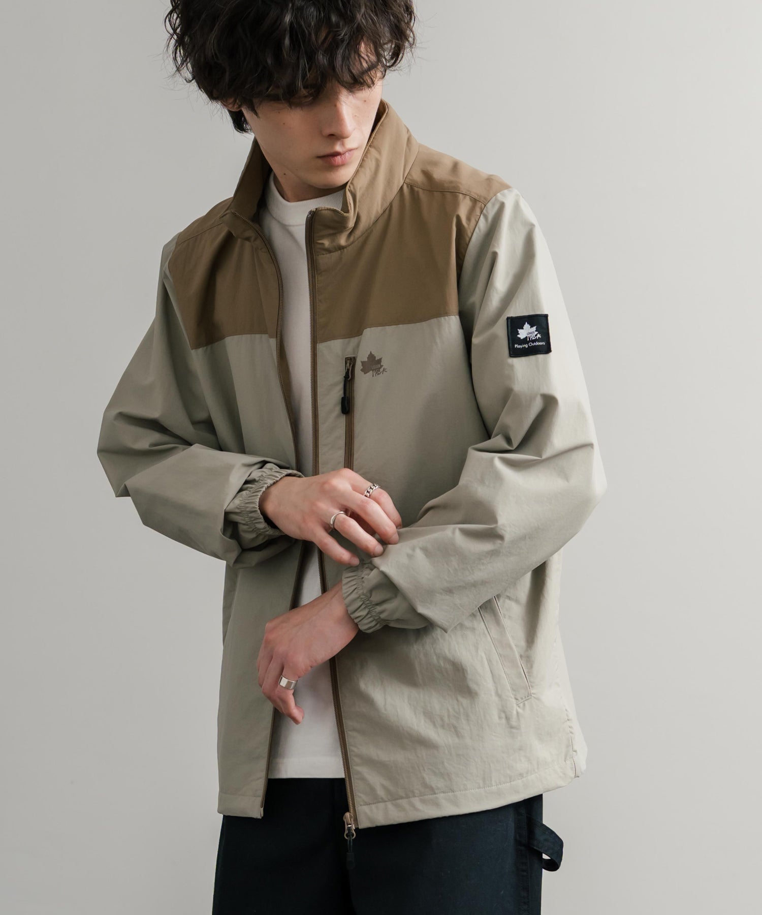 ロッキーモンロー Rocky Monroe ナイロンジャケット 裏タフタ ブルゾン メンズ レディース ライトアウター 撥水 スタンドネック 切替 アウトドア LOGOS  ロゴス  14857 （7.ワイン） 7.ワイン