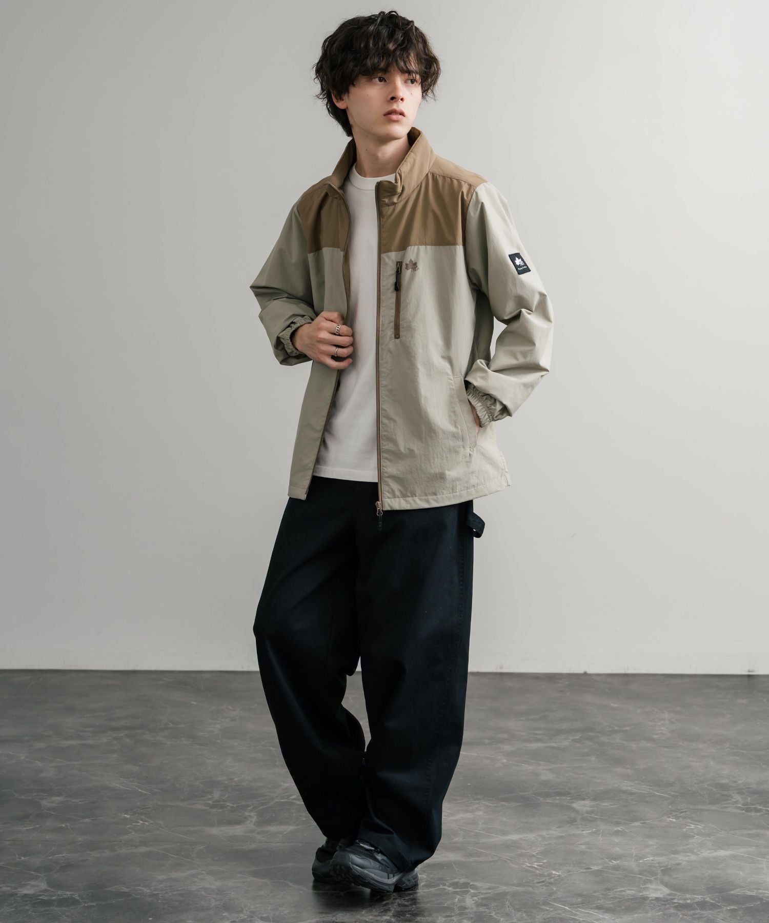 ロッキーモンロー Rocky Monroe ナイロンジャケット 裏タフタ ブルゾン メンズ レディース ライトアウター 撥水 スタンドネック 切替 アウトドア LOGOS  ロゴス  14857 （7.ワイン） 7.ワイン