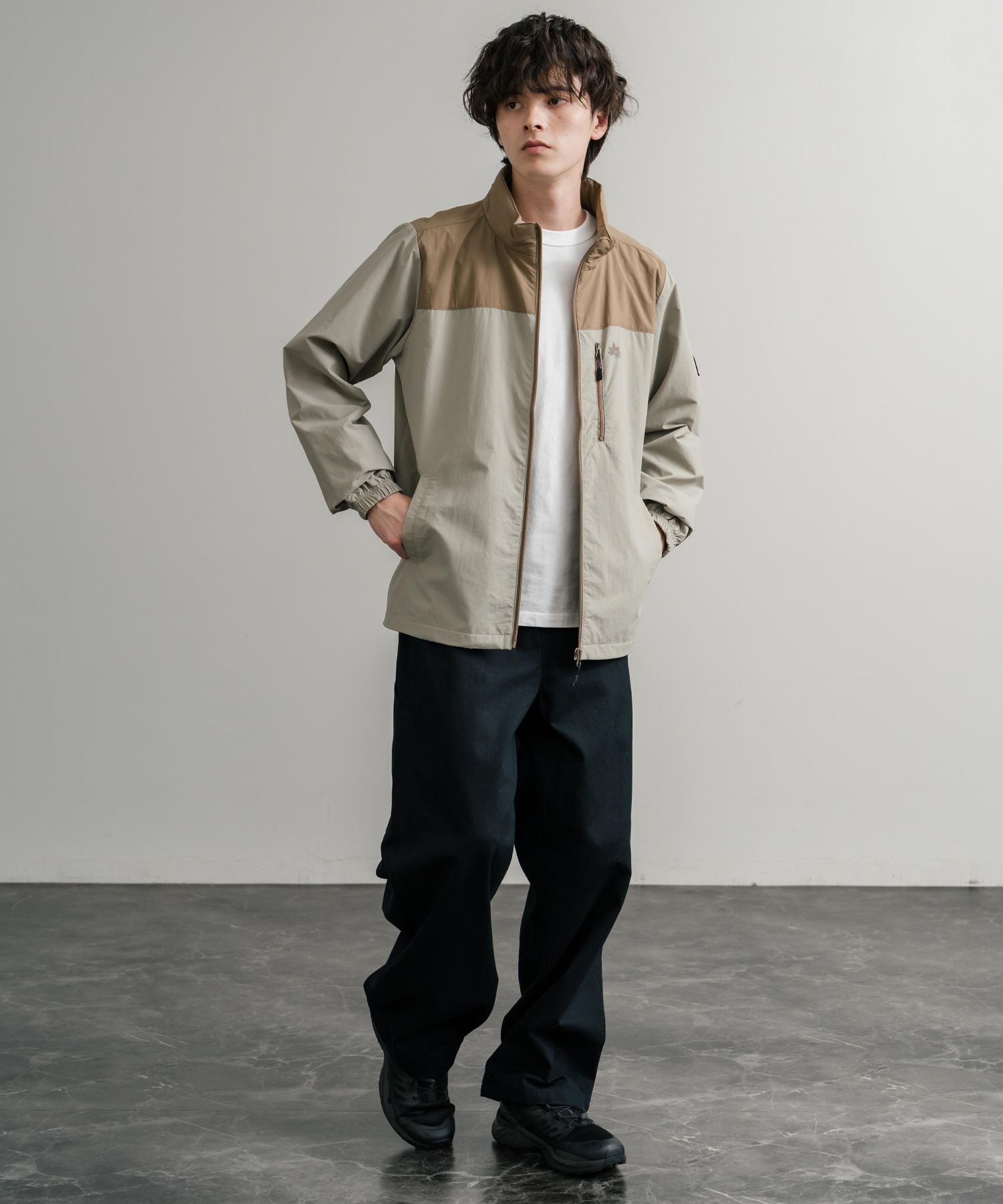 ロッキーモンロー Rocky Monroe ナイロンジャケット 裏タフタ ブルゾン メンズ レディース ライトアウター 撥水 スタンドネック 切替 アウトドア LOGOS  ロゴス  14857 （7.ワイン） 7.ワイン