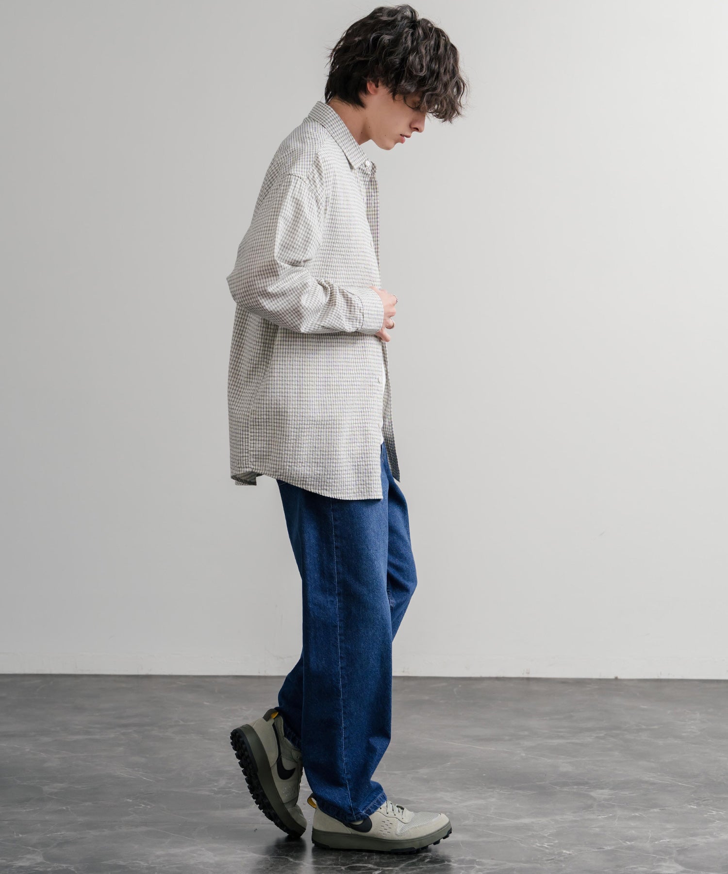 ロッキーモンロー Rocky Monroe ワイドパンツ デニム ジーンズ メンズ テーパード リラックス 5ポケット ヴィンテージ シンプル カジュアル ストリート ワーク 韓国 Hanes 15112 （71.ネイビー） 71.ネイビー