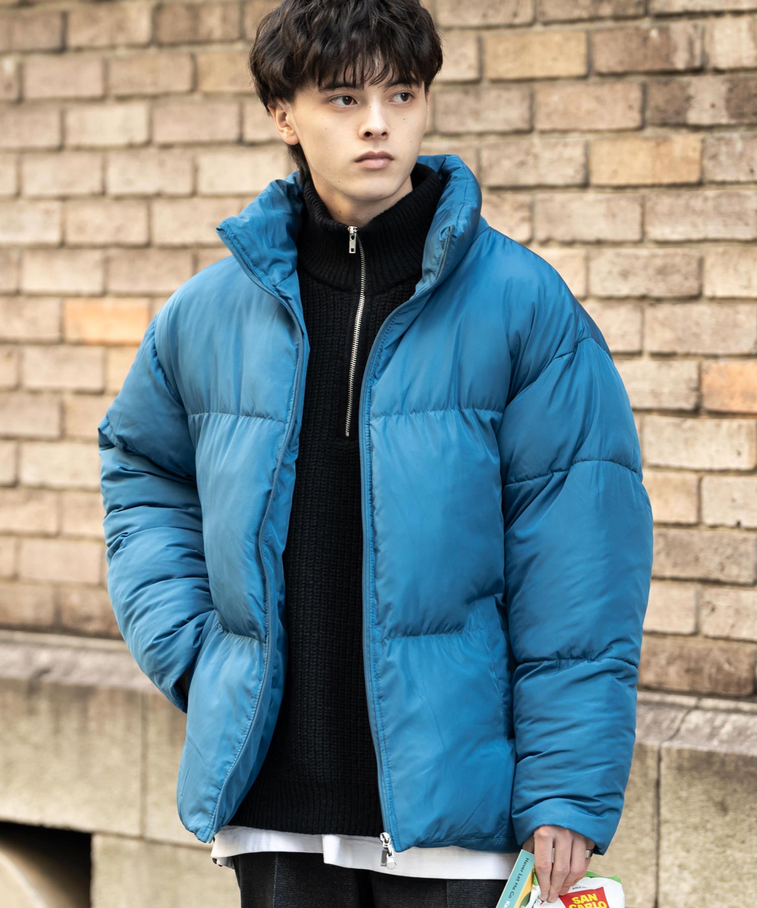 ロッキーモンロー Rocky Monroe ファイバーダウンジャケット メンズ レディース 中綿 アウター ブルゾン 無地 軽量 オーバーサイズ 撥水 防寒 カジュアル ストリート デュスポ 14545 （ネイビー） ネイビー