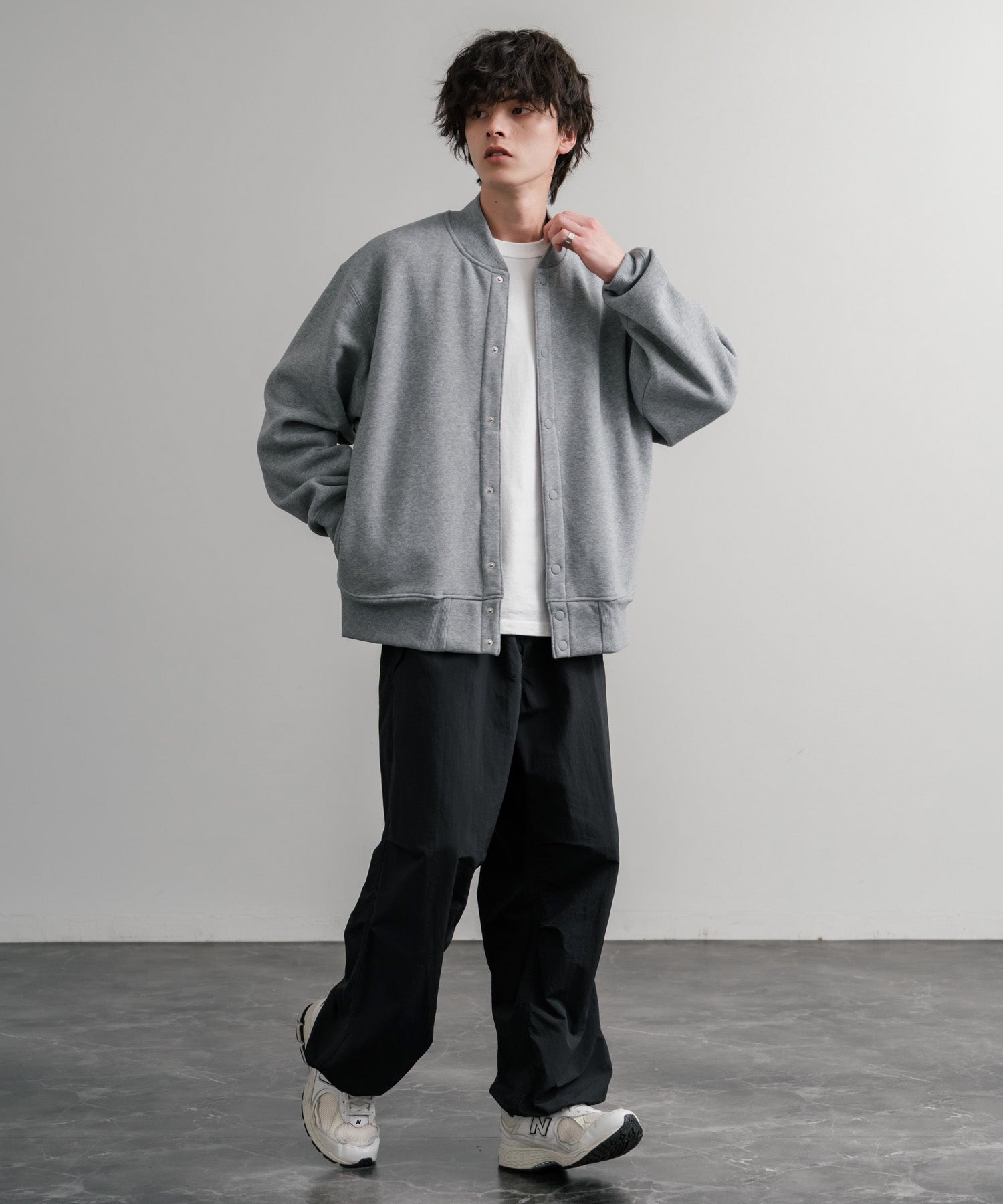 ロッキーモンロー Rocky Monroe カーディガン スナップボタン 裏起毛 メンズ レディース 長袖 ヘビーウェイト 無地 ブルゾン オーバーサイズ ライトアウター カジュアル 保温 14853 （2.杢グレー） 2.杢グレー