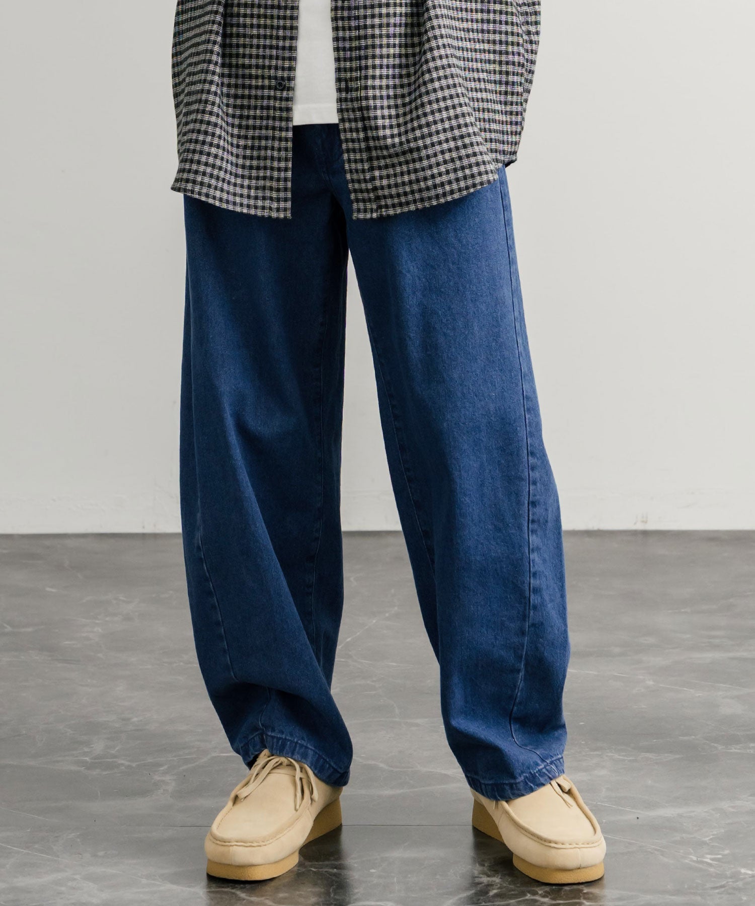 ロッキーモンロー Rocky Monroe GERRY ジェリー デニムパンツ クライミングパンツ メンズ レディース ジーンズ バレルレッグ UVカット ワイド   無地 ロゴ刺繍 15113 （73.ブルー） 73.ブルー