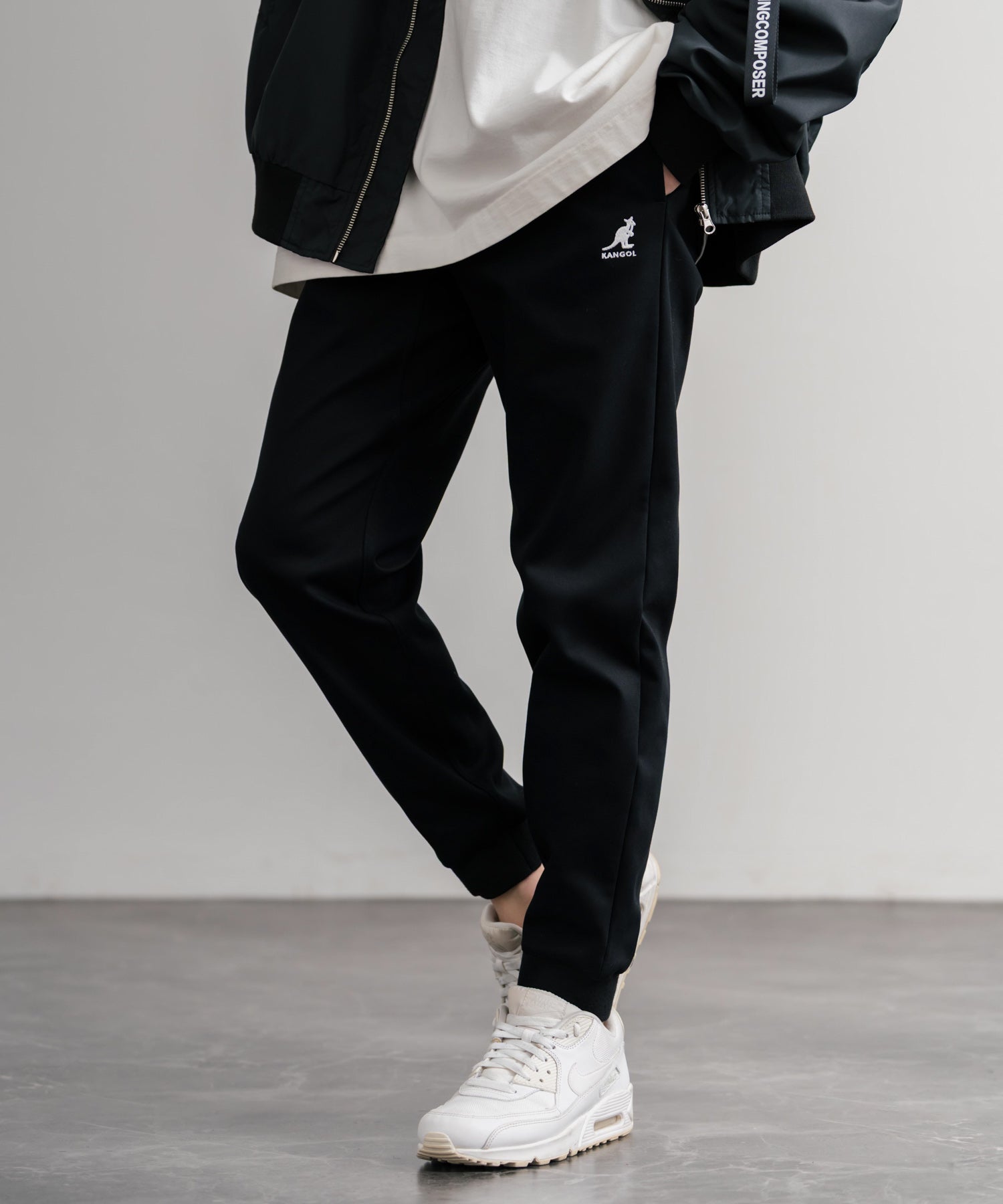 ロッキーモンロー Rocky Monroe KANGOL ジョガーパンツ 暖パン 裏起毛 裏フリース 蓄熱 新色追加 メンズ レディース イージー スリム テーパード ストレッチ 別注コラボ 14622 （ホワイト） ホワイト