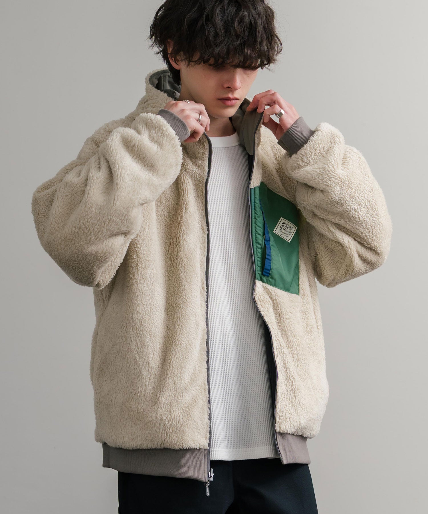 ロッキーモンロー Rocky Monroe ボアジャケット マウンテンパーカー ブルゾン メンズ レディース フード フリース リバーシブル 2WAY KRIFF MAYER 2514403 14795 （90.マルチ1） 90.マルチ1