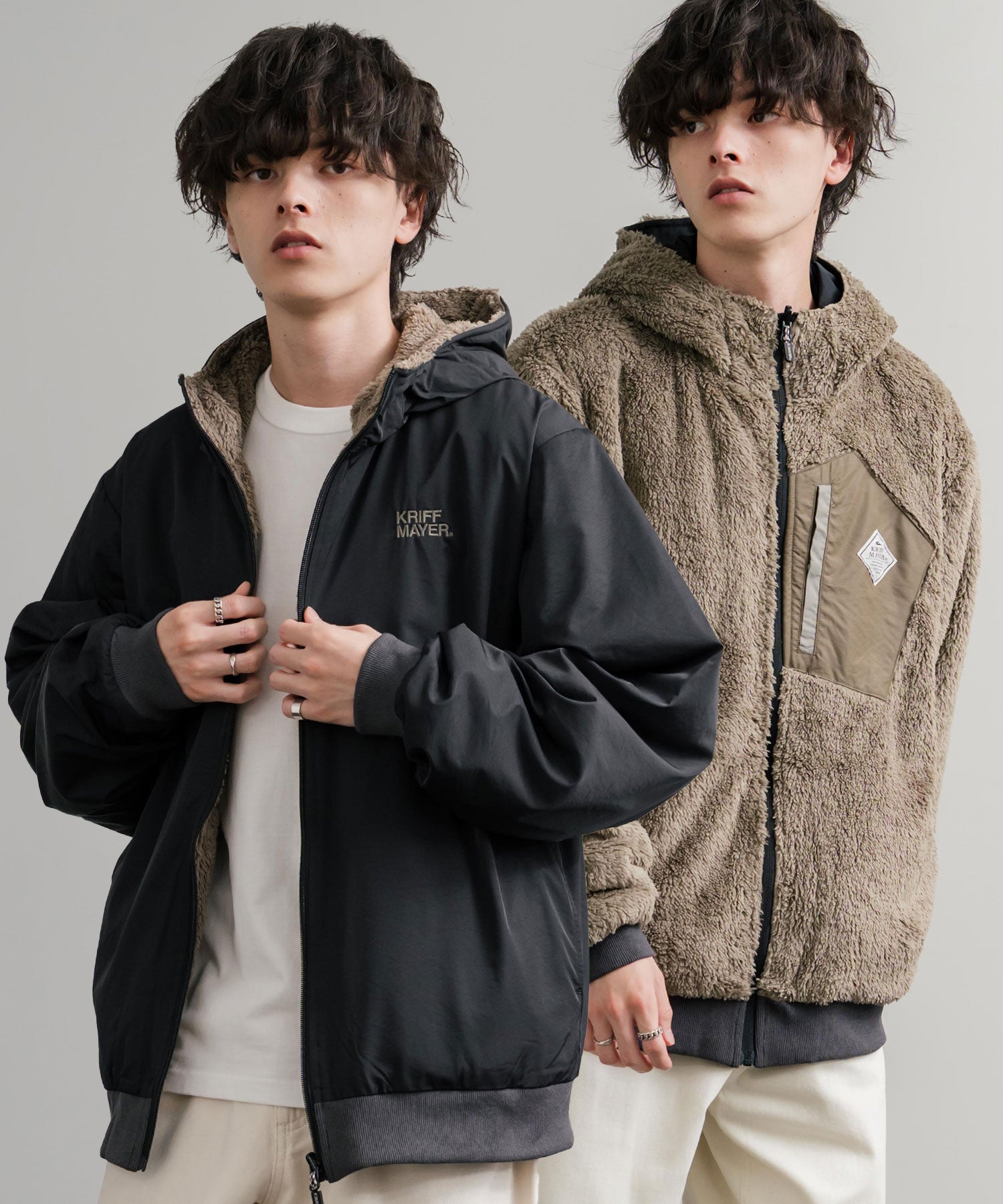 ロッキーモンロー Rocky Monroe ボアジャケット マウンテンパーカー ブルゾン メンズ レディース フード フリース リバーシブル 2WAY KRIFF MAYER 2514403 14795 （90.マルチ1） 90.マルチ1