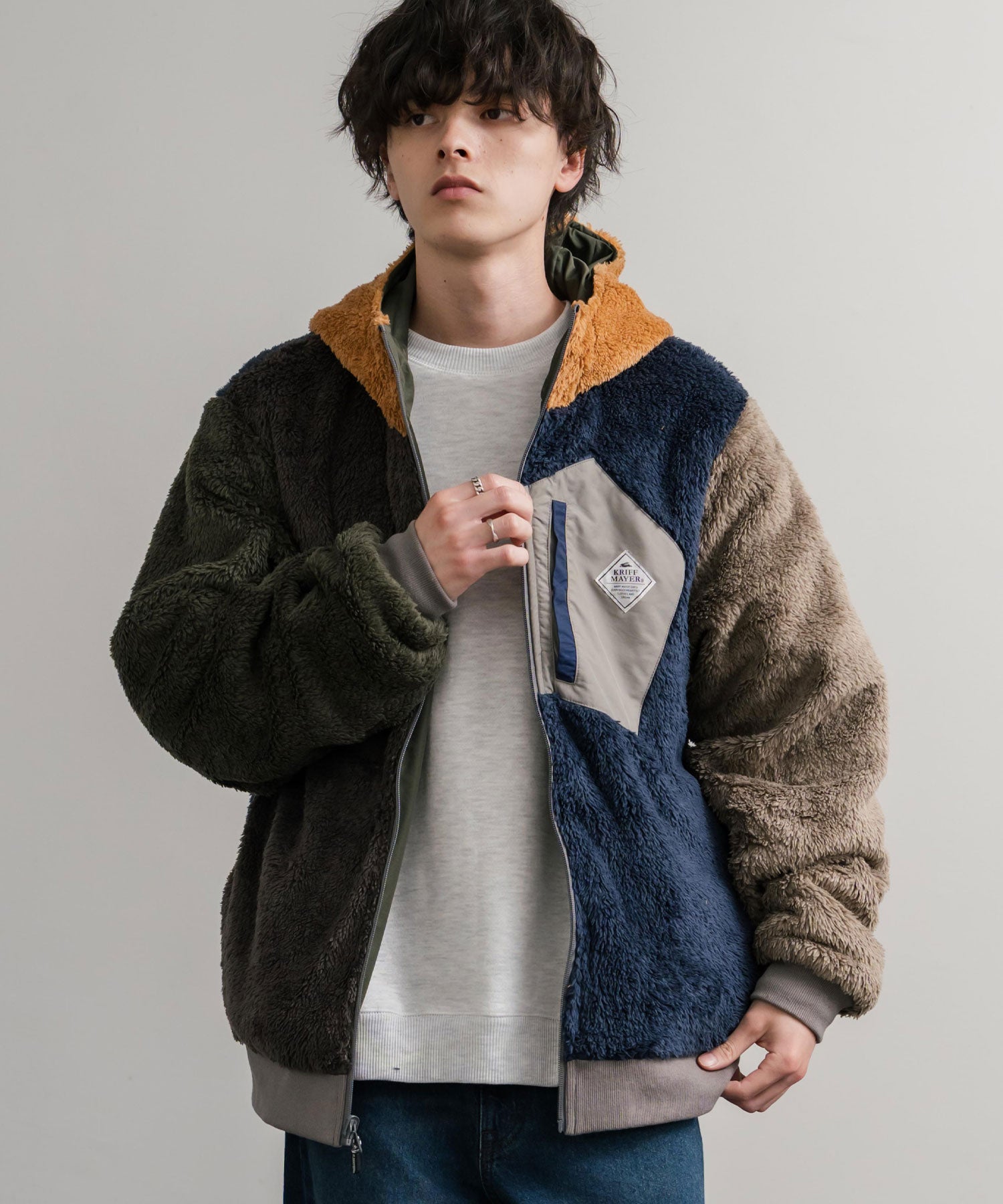 ロッキーモンロー Rocky Monroe ボアジャケット マウンテンパーカー ブルゾン メンズ レディース フード フリース リバーシブル 2WAY KRIFF MAYER 2514403 14795 （90.マルチ1） 90.マルチ1