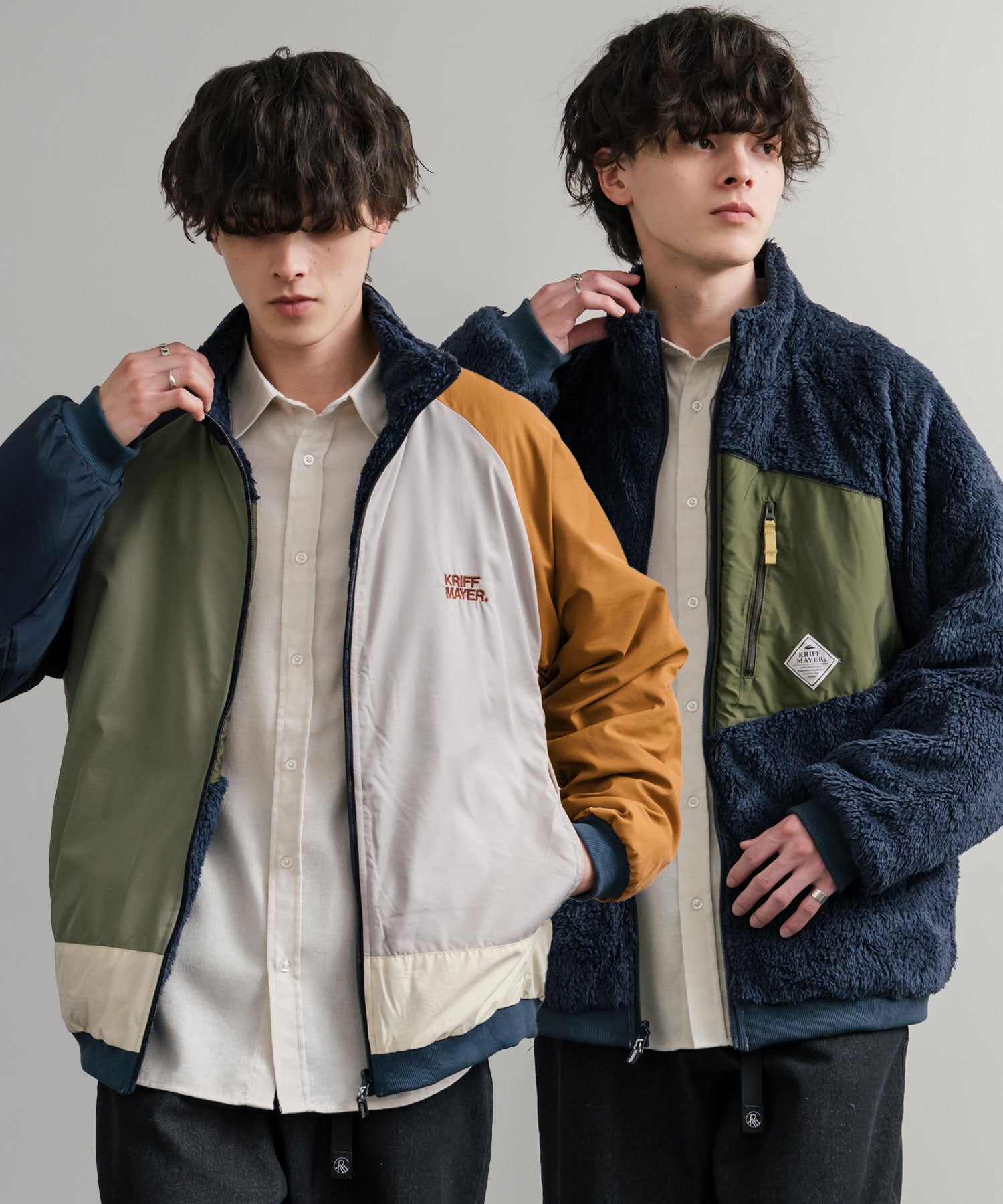 ロッキーモンロー Rocky Monroe ボアジャケット スタンドネック ブルゾン メンズ レディース フリース リバーシブル 2WAY ワッペン KRIFF MAYER 2514404 14796 （110.マルチ2） 110.マルチ2