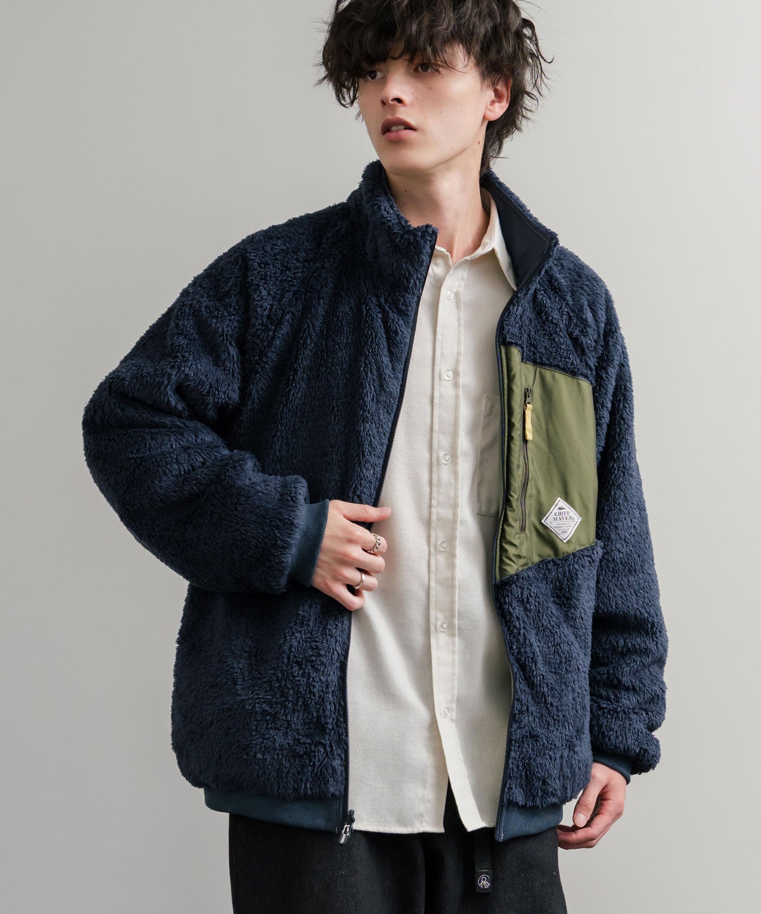 ロッキーモンロー Rocky Monroe ボアジャケット スタンドネック ブルゾン メンズ レディース フリース リバーシブル 2WAY ワッペン KRIFF MAYER 2514404 14796 （110.マルチ2） 110.マルチ2