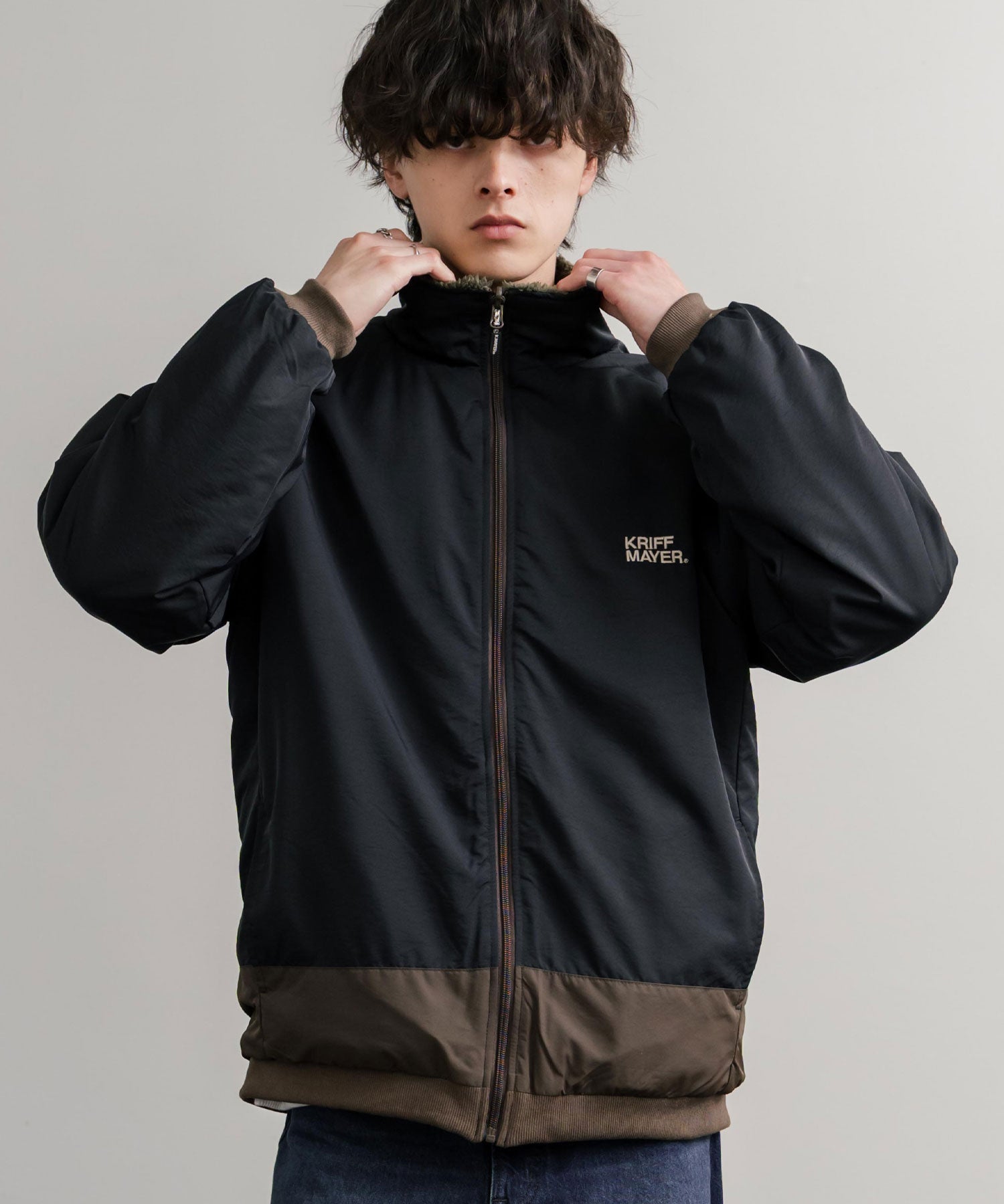 ロッキーモンロー Rocky Monroe ボアジャケット スタンドネック ブルゾン メンズ レディース フリース リバーシブル 2WAY ワッペン KRIFF MAYER 2514404 14796 （110.マルチ2） 110.マルチ2