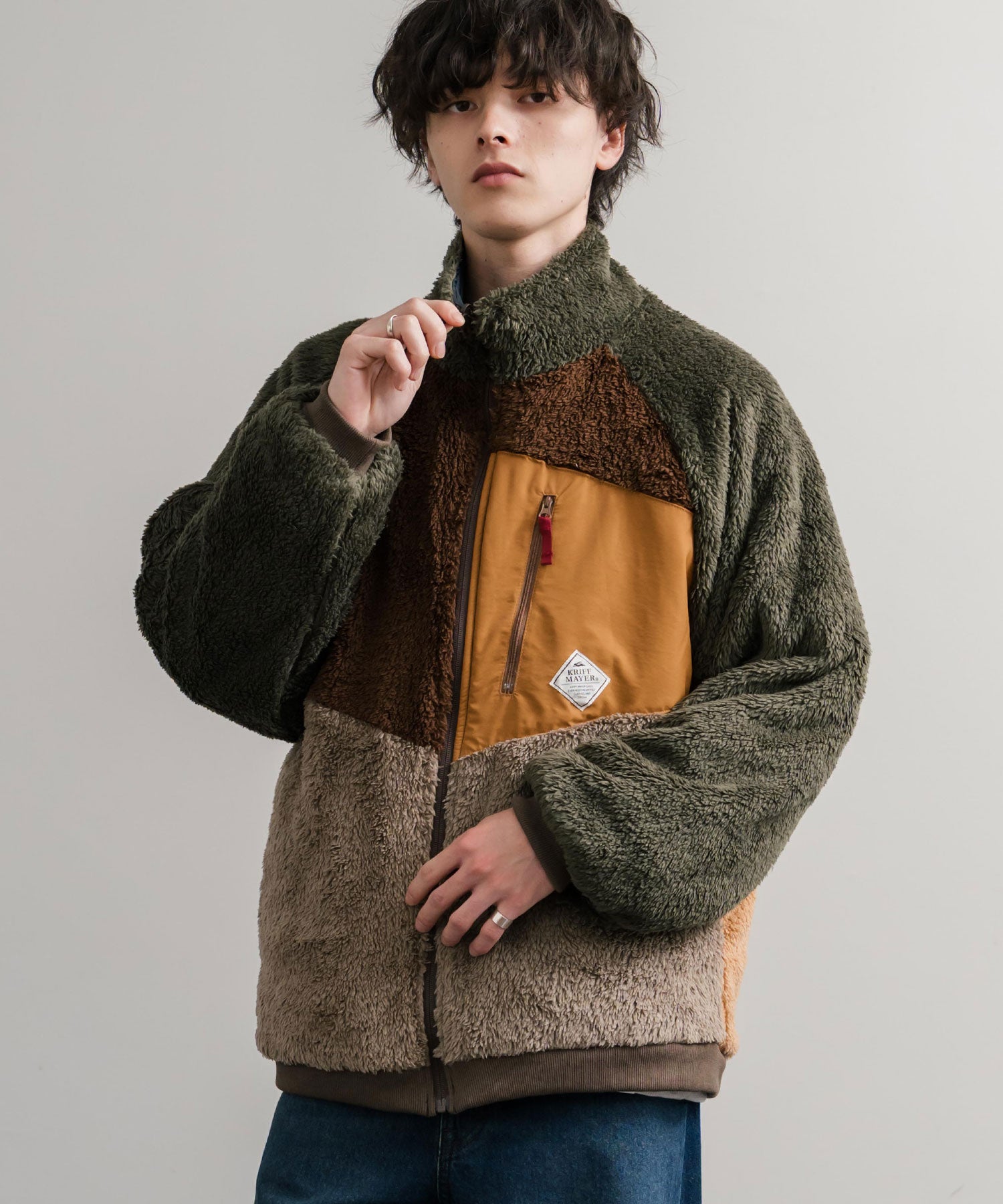 ロッキーモンロー Rocky Monroe ボアジャケット スタンドネック ブルゾン メンズ レディース フリース リバーシブル 2WAY ワッペン KRIFF MAYER 2514404 14796 （110.マルチ2） 110.マルチ2