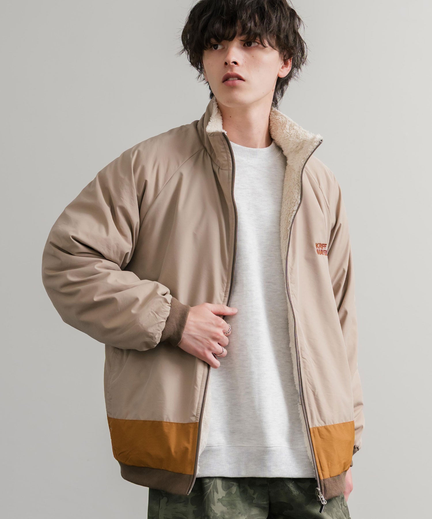 ロッキーモンロー Rocky Monroe ボアジャケット スタンドネック ブルゾン メンズ レディース フリース リバーシブル 2WAY ワッペン KRIFF MAYER 2514404 14796 （110.マルチ2） 110.マルチ2