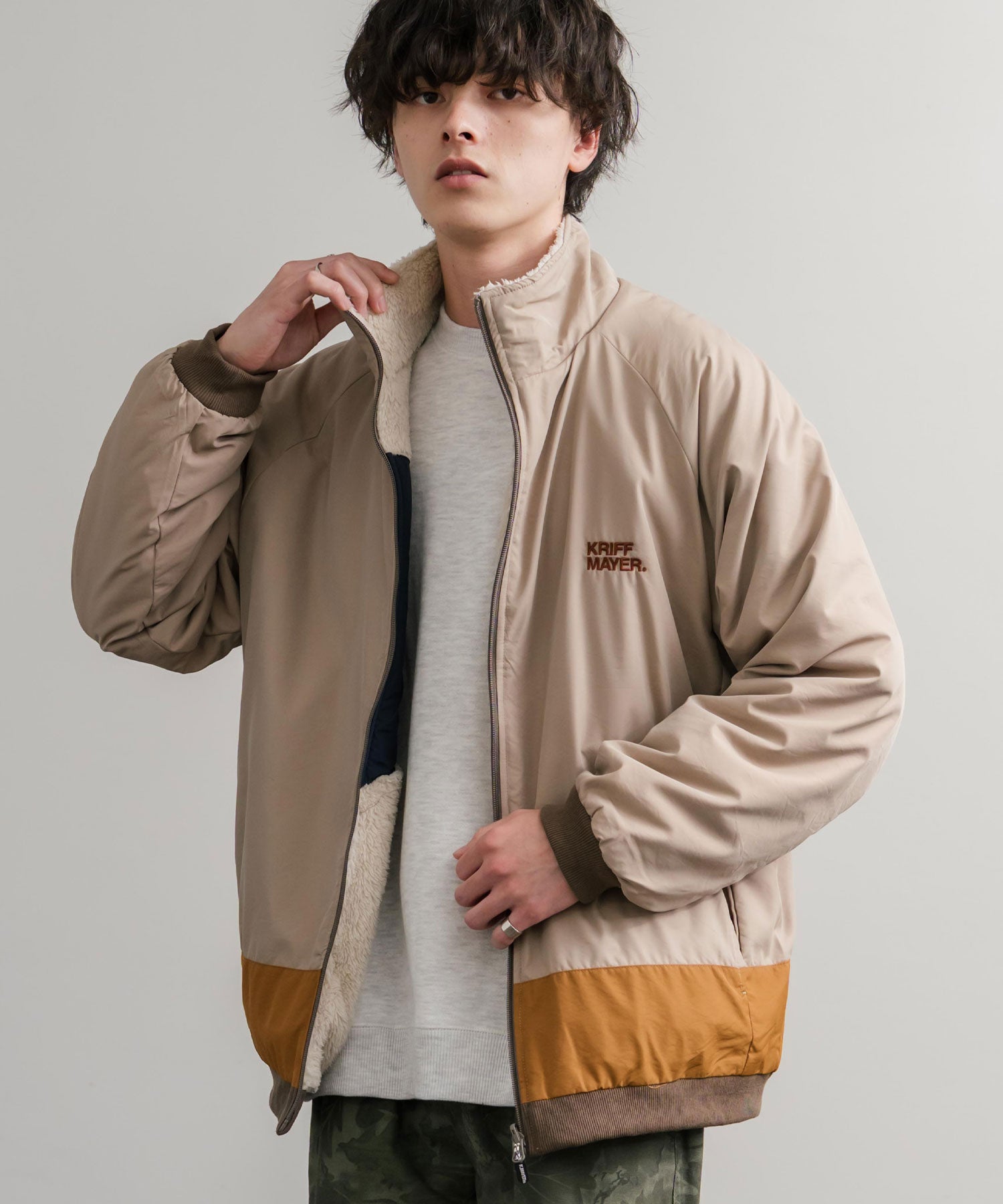 ロッキーモンロー Rocky Monroe ボアジャケット スタンドネック ブルゾン メンズ レディース フリース リバーシブル 2WAY ワッペン KRIFF MAYER 2514404 14796 （110.マルチ2） 110.マルチ2