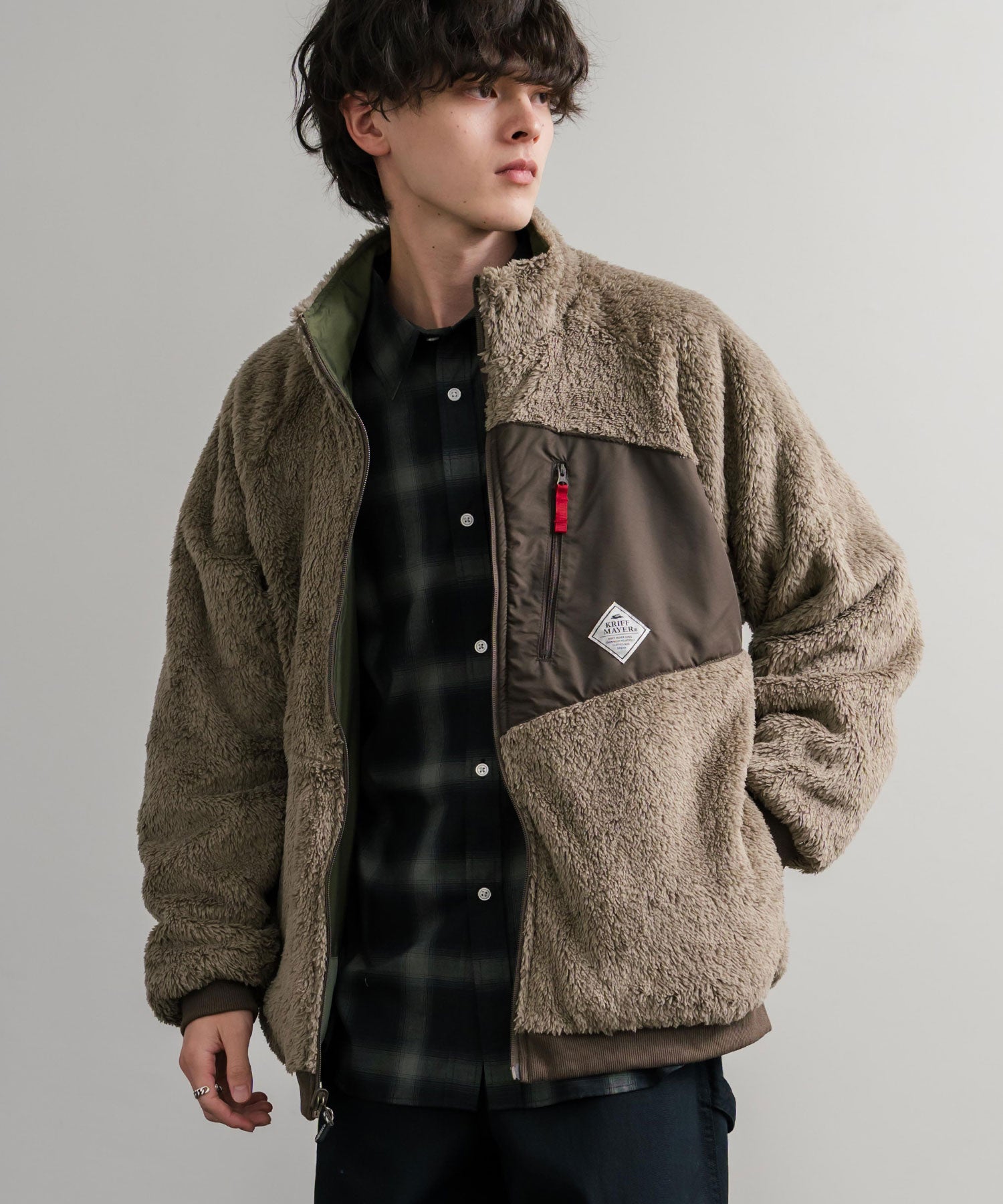 ロッキーモンロー Rocky Monroe ボアジャケット スタンドネック ブルゾン メンズ レディース フリース リバーシブル 2WAY ワッペン KRIFF MAYER 2514404 14796 （110.マルチ2） 110.マルチ2