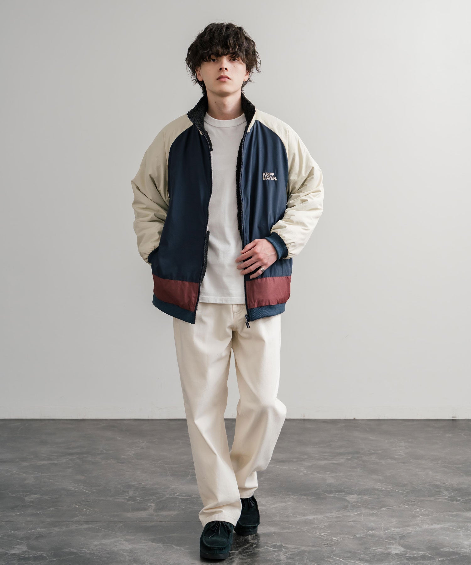 ロッキーモンロー Rocky Monroe ボアジャケット スタンドネック ブルゾン メンズ レディース フリース リバーシブル 2WAY ワッペン KRIFF MAYER 2514404 14796 （110.マルチ2） 110.マルチ2