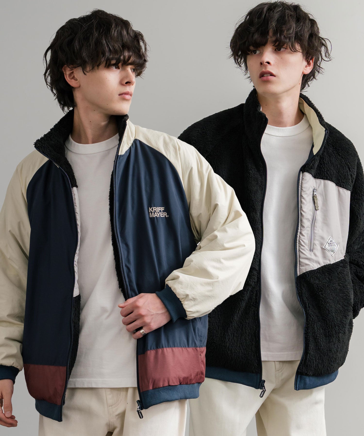 ロッキーモンロー Rocky Monroe ボアジャケット スタンドネック ブルゾン メンズ レディース フリース リバーシブル 2WAY ワッペン KRIFF MAYER 2514404 14796 （90.マルチ1） 90.マルチ1