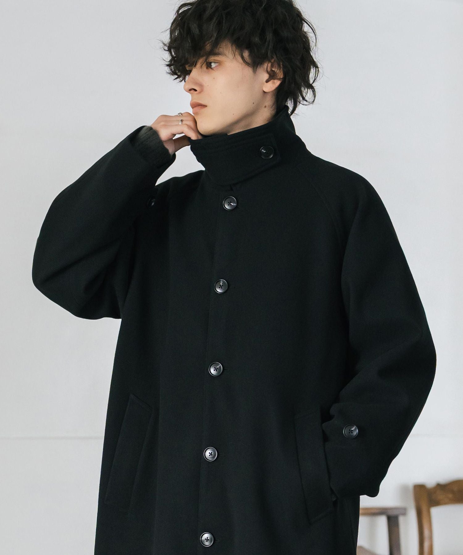 ロッキーモンロー Rocky Monroe ステンカラーコート ロング 2Way チンストラップ メンズ レディース アウター テックメルトン オーバーサイズ ラグラン 無地 チェック  14616 （グレージュ） グレージュ