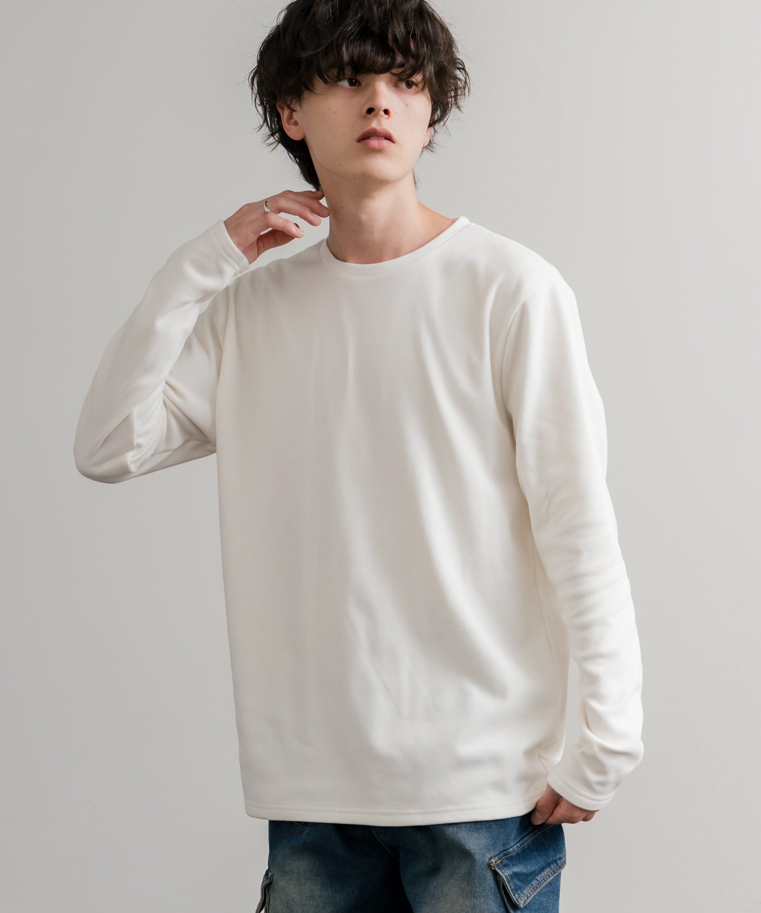 ロッキーモンロー Rocky Monroe カットソー フリース 長袖 メンズ レディース Tシャツ ロンT リラックス ストレッチ 無地 クルーネック 保温 ベーシック シンプル カジュアル 14854 （4.ワイン） 4.ワイン