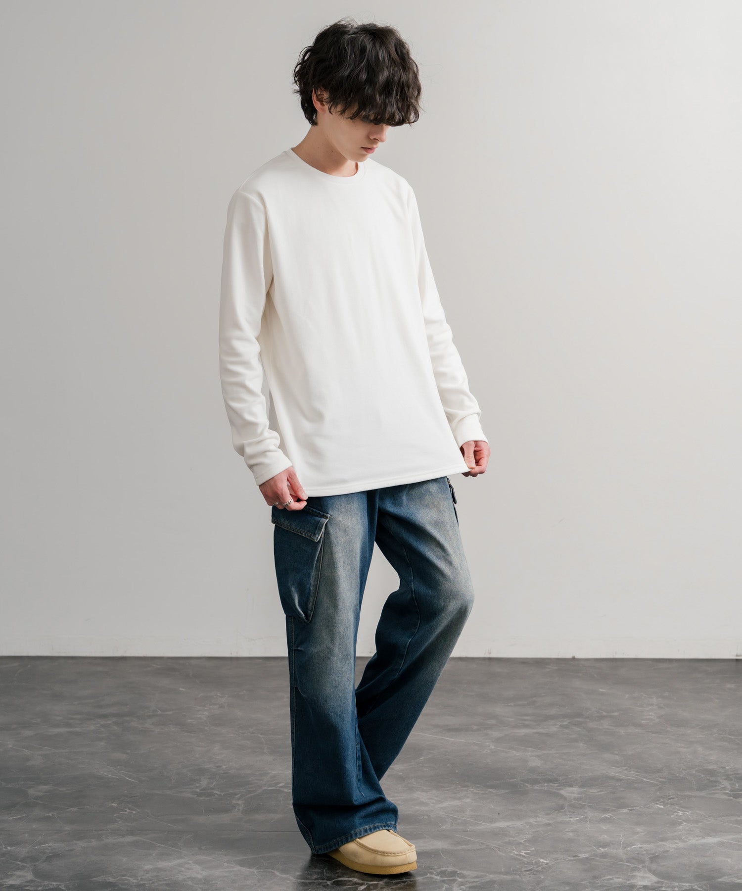 ロッキーモンロー Rocky Monroe カットソー フリース 長袖 メンズ レディース Tシャツ ロンT リラックス ストレッチ 無地 クルーネック 保温 ベーシック シンプル カジュアル 14854 （4.ワイン） 4.ワイン