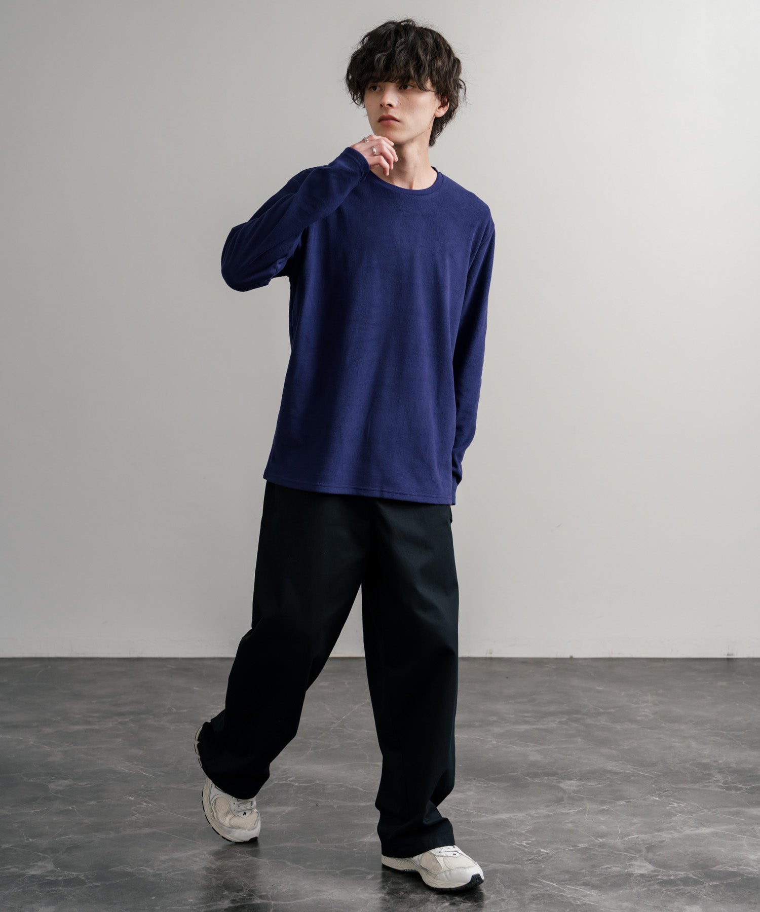 ロッキーモンロー Rocky Monroe カットソー フリース 長袖 メンズ レディース Tシャツ ロンT リラックス ストレッチ 無地 クルーネック 保温 ベーシック シンプル カジュアル 14854 （4.ワイン） 4.ワイン