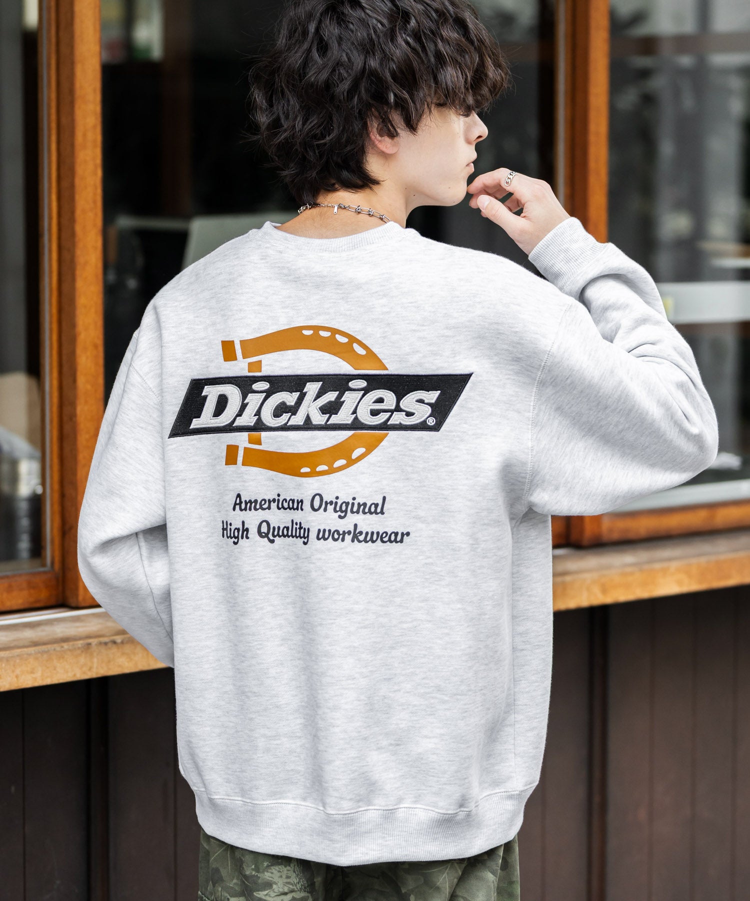 ロッキーモンロー Rocky Monroe Dickies スウェット トレーナー 裏起毛 メンズ レディース ロゴ 刺繍 ワンポイント バックプリント オーバーサイズ リラックス カジュアル 14886 （B-19.オートミール） B-19.オートミール