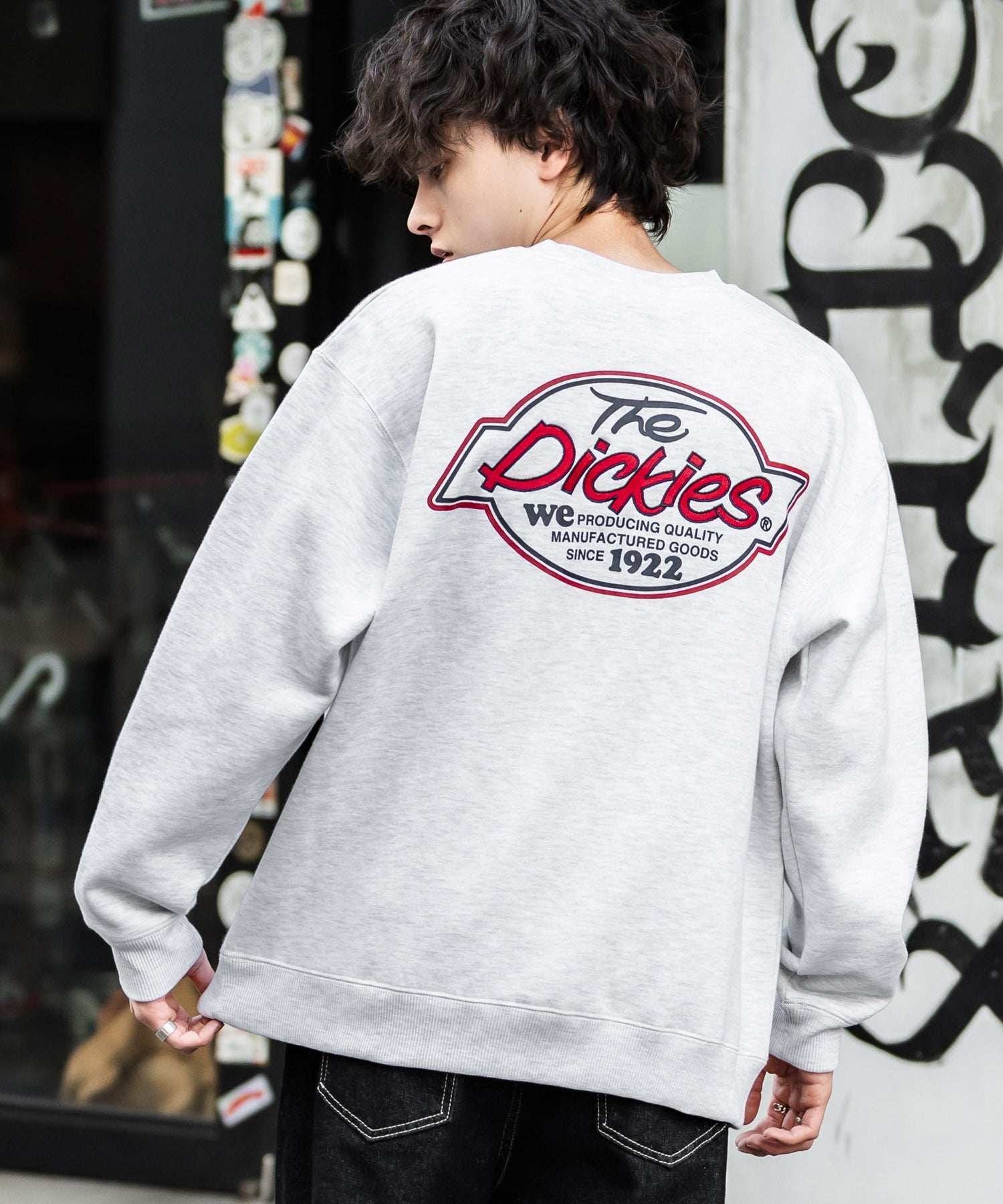 ロッキーモンロー Rocky Monroe Dickies スウェット トレーナー 裏起毛 メンズ レディース ロゴ 刺繍 ワンポイント バックプリント オーバーサイズ リラックス カジュアル 14886 （B-19.オートミール） B-19.オートミール