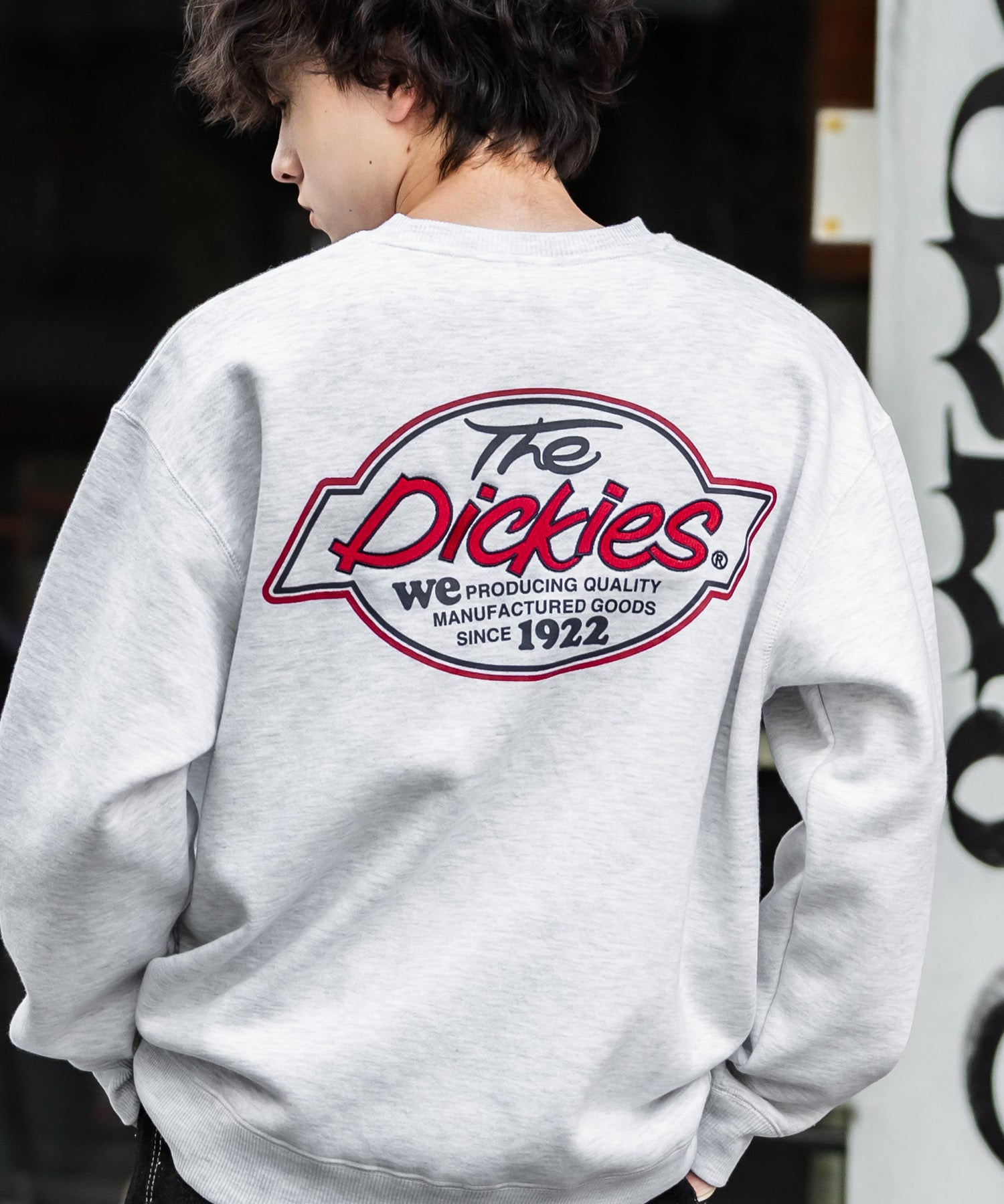 ロッキーモンロー Rocky Monroe Dickies スウェット トレーナー 裏起毛 メンズ レディース ロゴ 刺繍 ワンポイント バックプリント オーバーサイズ リラックス カジュアル 14886 （B-19.オートミール） B-19.オートミール