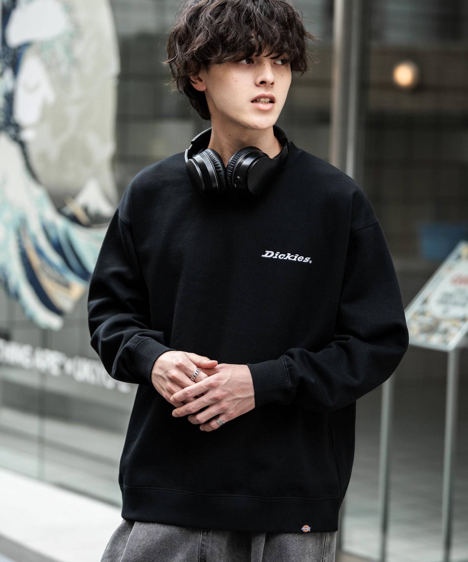 ロッキーモンロー Rocky Monroe Dickies スウェット トレーナー 裏起毛 メンズ レディース ロゴ 刺繍 ワンポイント バックプリント オーバーサイズ リラックス カジュアル 14886 （B-19.オートミール） B-19.オートミール