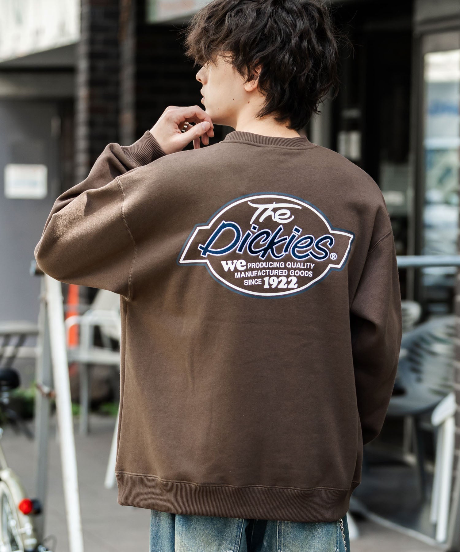 ロッキーモンロー Rocky Monroe Dickies スウェット トレーナー 裏起毛 メンズ レディース ロゴ 刺繍 ワンポイント バックプリント オーバーサイズ リラックス カジュアル 14886 （A-15.ブラウン） A-15.ブラウン