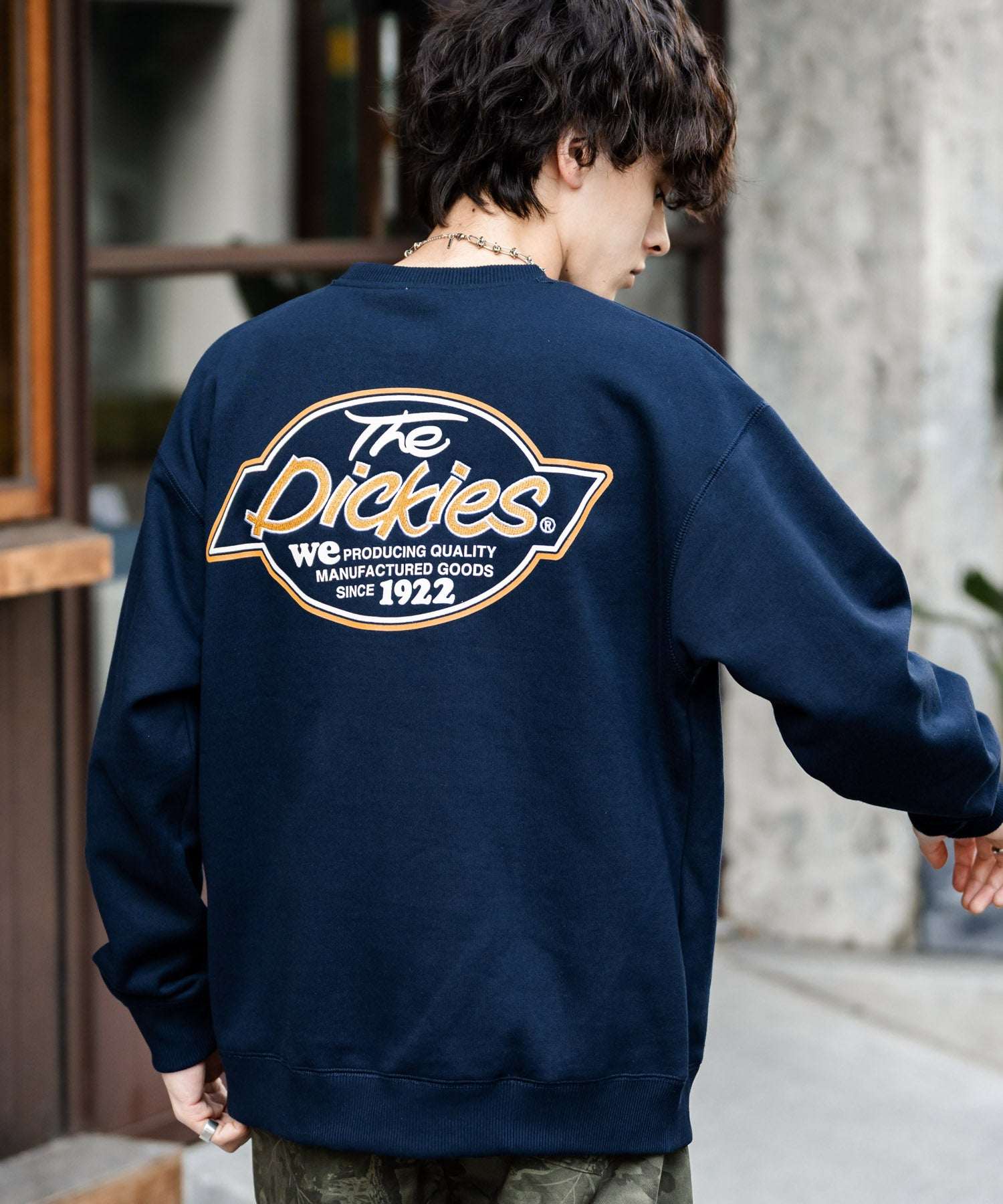 ロッキーモンロー Rocky Monroe Dickies スウェット トレーナー 裏起毛 メンズ レディース ロゴ 刺繍 ワンポイント バックプリント オーバーサイズ リラックス カジュアル 14886 （A-67.ネイビー） A-67.ネイビー
