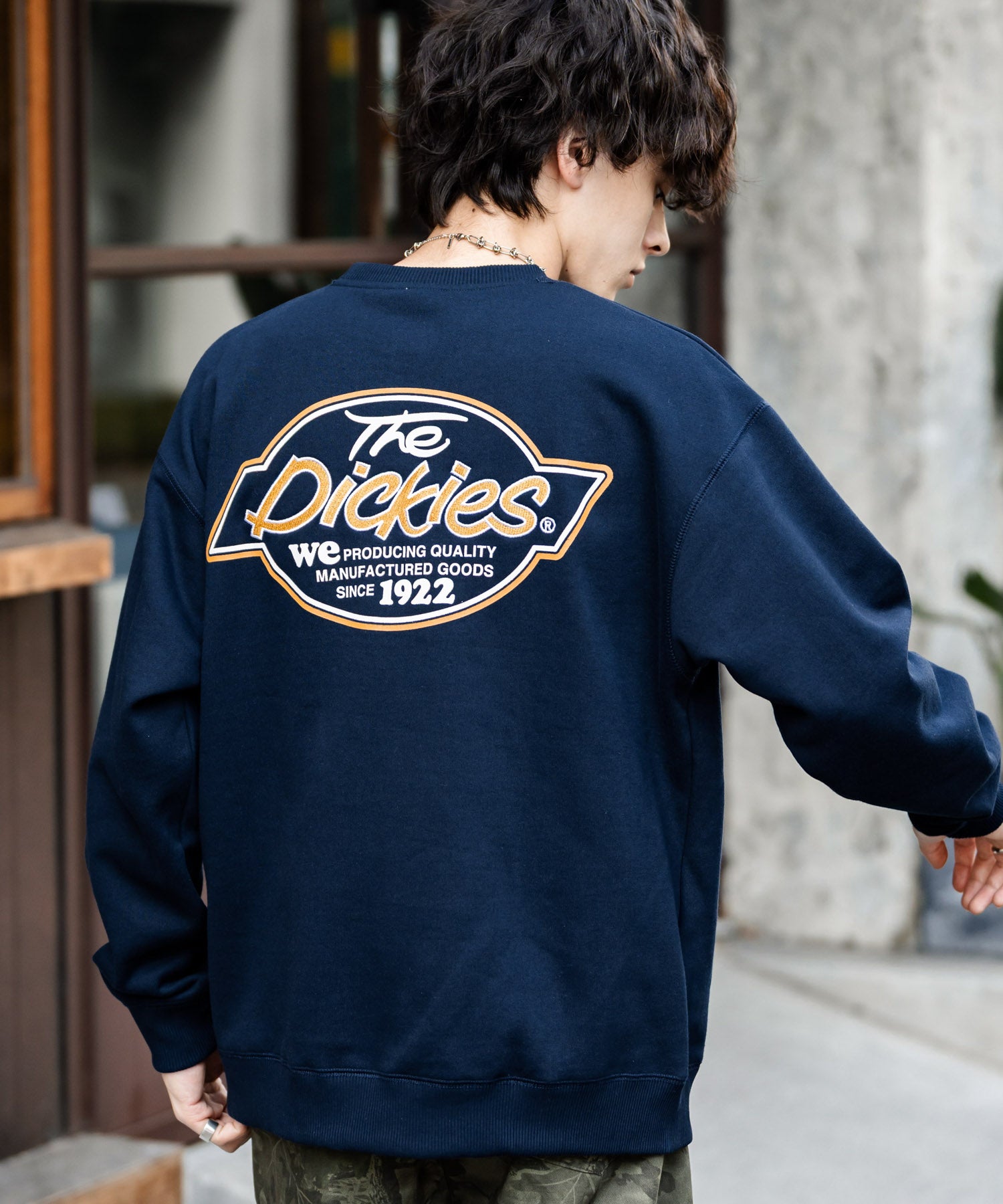 ロッキーモンロー Rocky Monroe Dickies スウェット トレーナー 裏起毛 メンズ レディース ロゴ 刺繍 ワンポイント バックプリント オーバーサイズ リラックス カジュアル 14886 （A-67.ネイビー） A-67.ネイビー