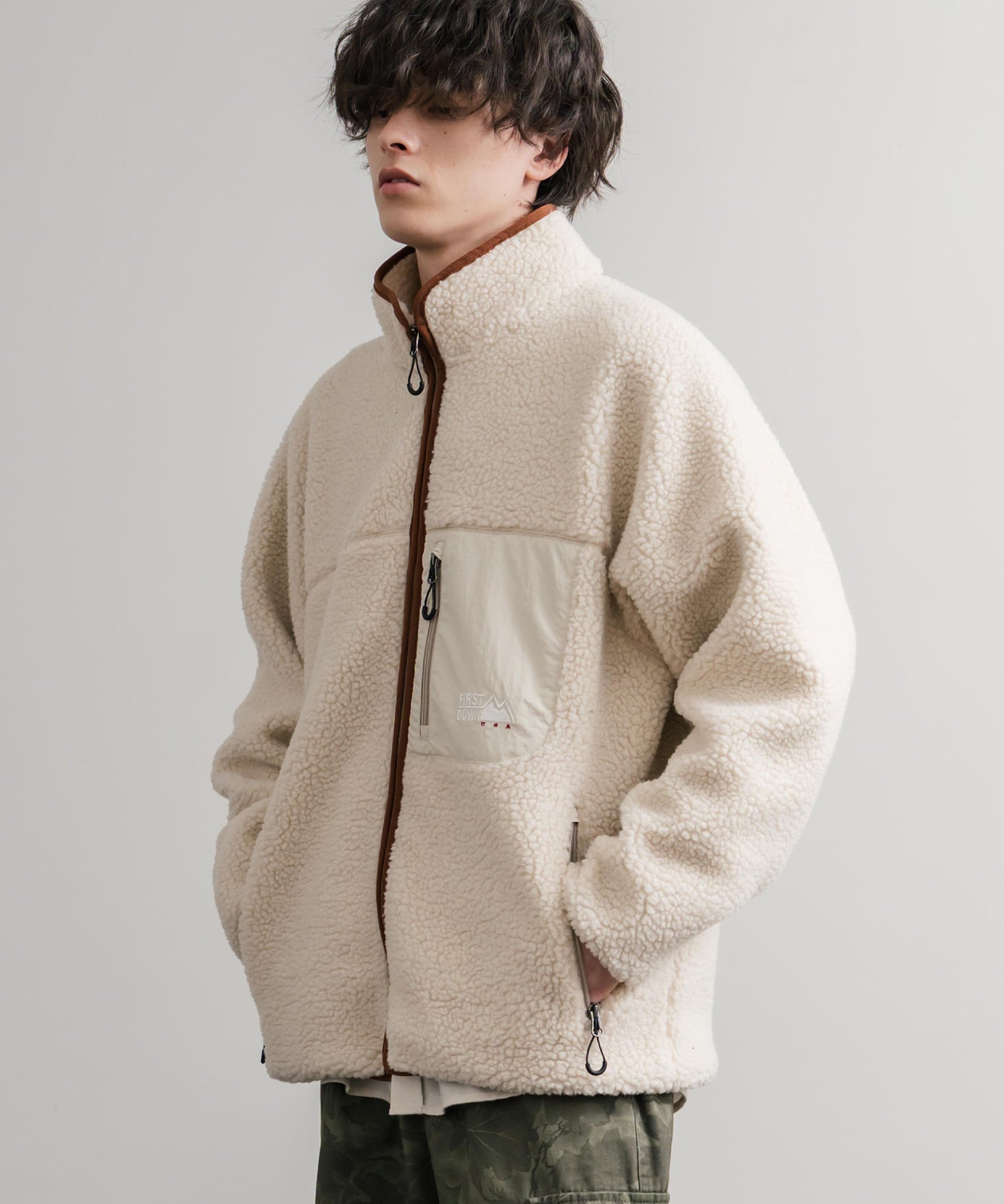 ロッキーモンロー Rocky Monroe FIRST DOWN ファーストダウン ボアジャケット フリース メンズ レディース アウター ブルゾン ラグラン タンブリングボア F942021 14981 （80.パープル） 80.パープル