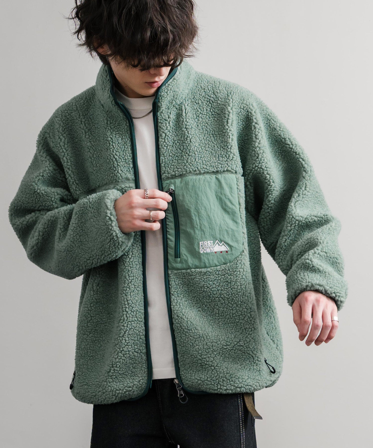 ロッキーモンロー Rocky Monroe FIRST DOWN ファーストダウン ボアジャケット フリース メンズ レディース アウター ブルゾン ラグラン タンブリングボア F942021 14981 （80.パープル） 80.パープル