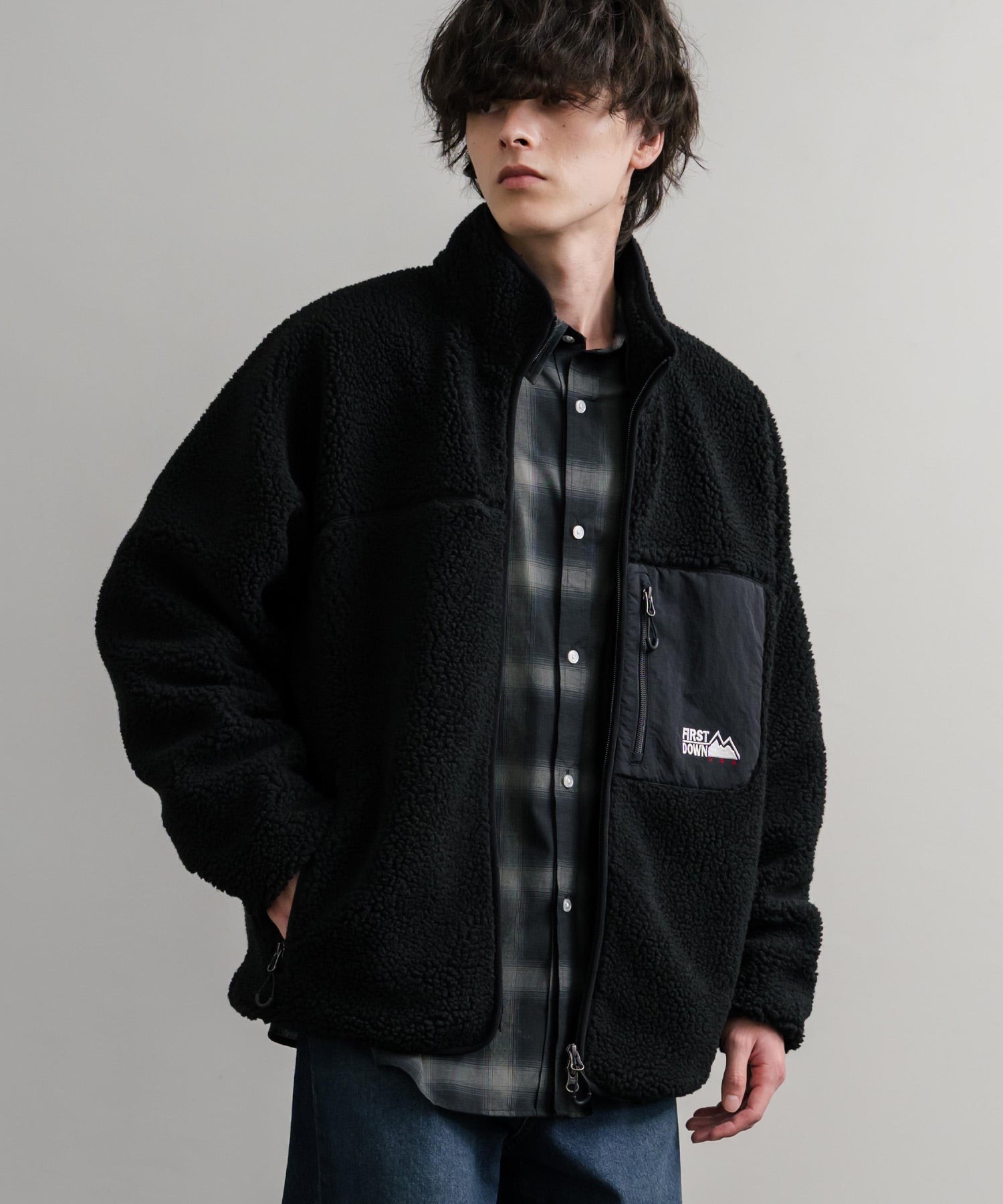 ロッキーモンロー Rocky Monroe FIRST DOWN ファーストダウン ボアジャケット フリース メンズ レディース アウター ブルゾン ラグラン タンブリングボア F942021 14981 （80.パープル） 80.パープル