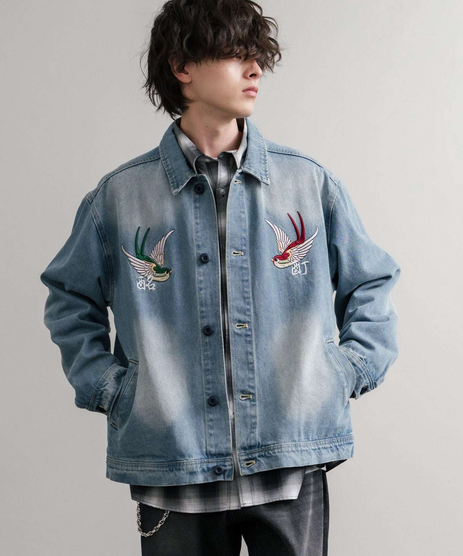 ロッキーモンロー Rocky Monroe デニムジャケット YOIDORE 酔いどれ チベタン 刺繍 メンズ レディース アウター ブルゾン Gジャン ワーク ヴィンテージ インディゴ 14888 （33.ライトインディゴ） 33.ライトインディゴ