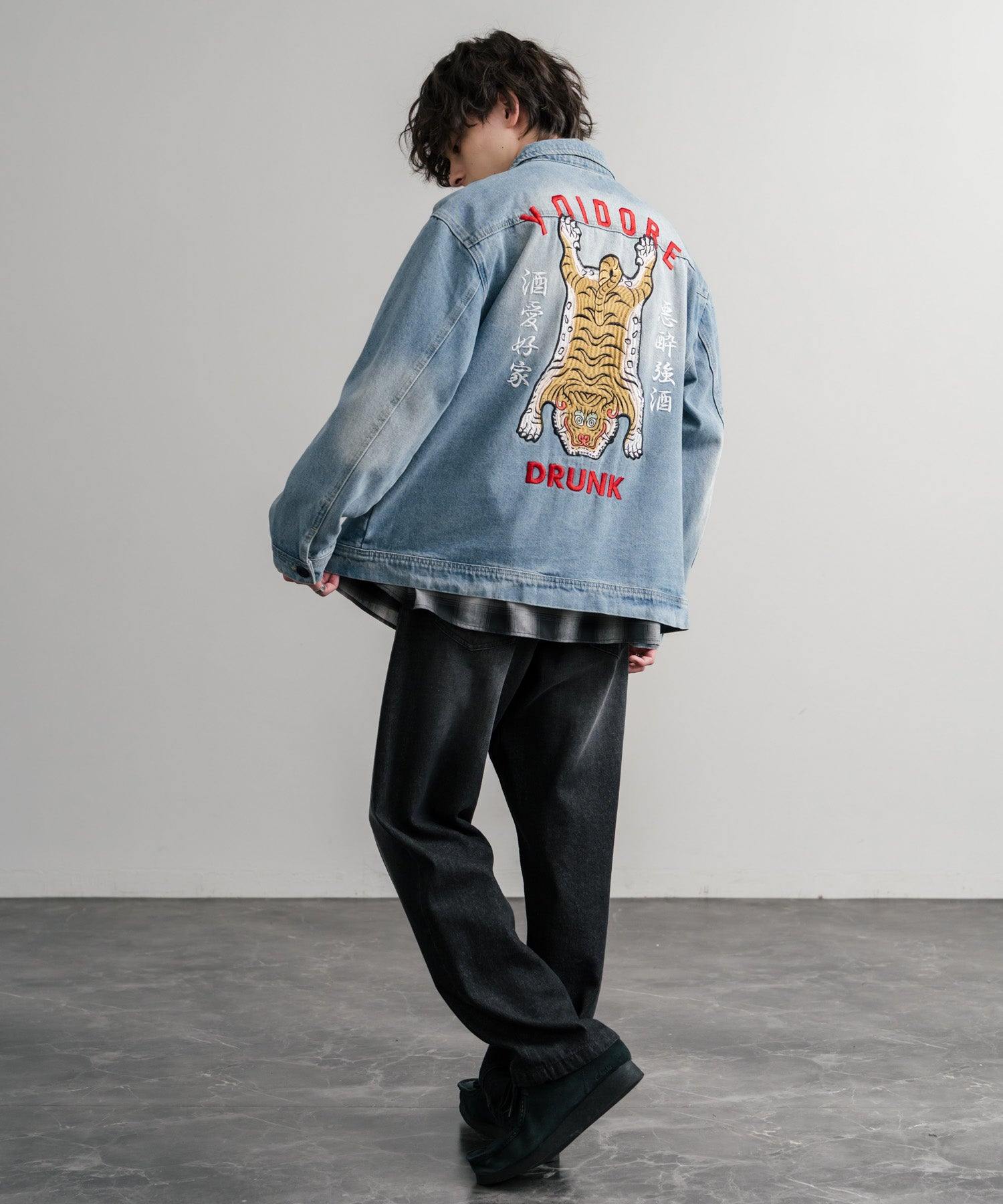 ロッキーモンロー Rocky Monroe デニムジャケット YOIDORE 酔いどれ チベタン 刺繍 メンズ レディース アウター ブルゾン Gジャン ワーク ヴィンテージ インディゴ 14888 （33.ライトインディゴ） 33.ライトインディゴ
