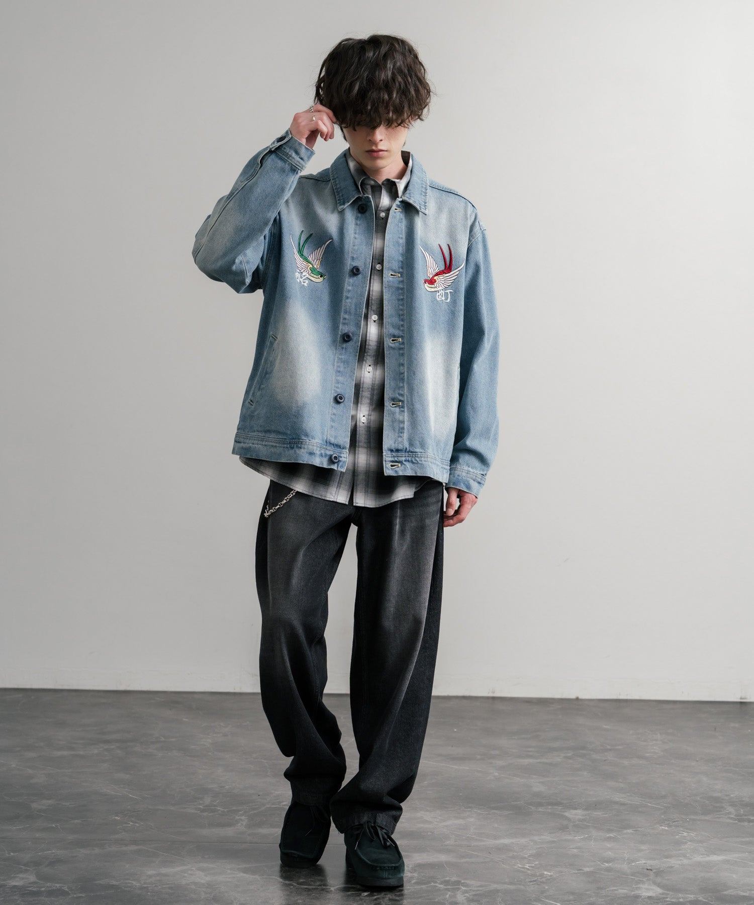 ロッキーモンロー Rocky Monroe デニムジャケット YOIDORE 酔いどれ チベタン 刺繍 メンズ レディース アウター ブルゾン Gジャン ワーク ヴィンテージ インディゴ 14888 （33.ライトインディゴ） 33.ライトインディゴ