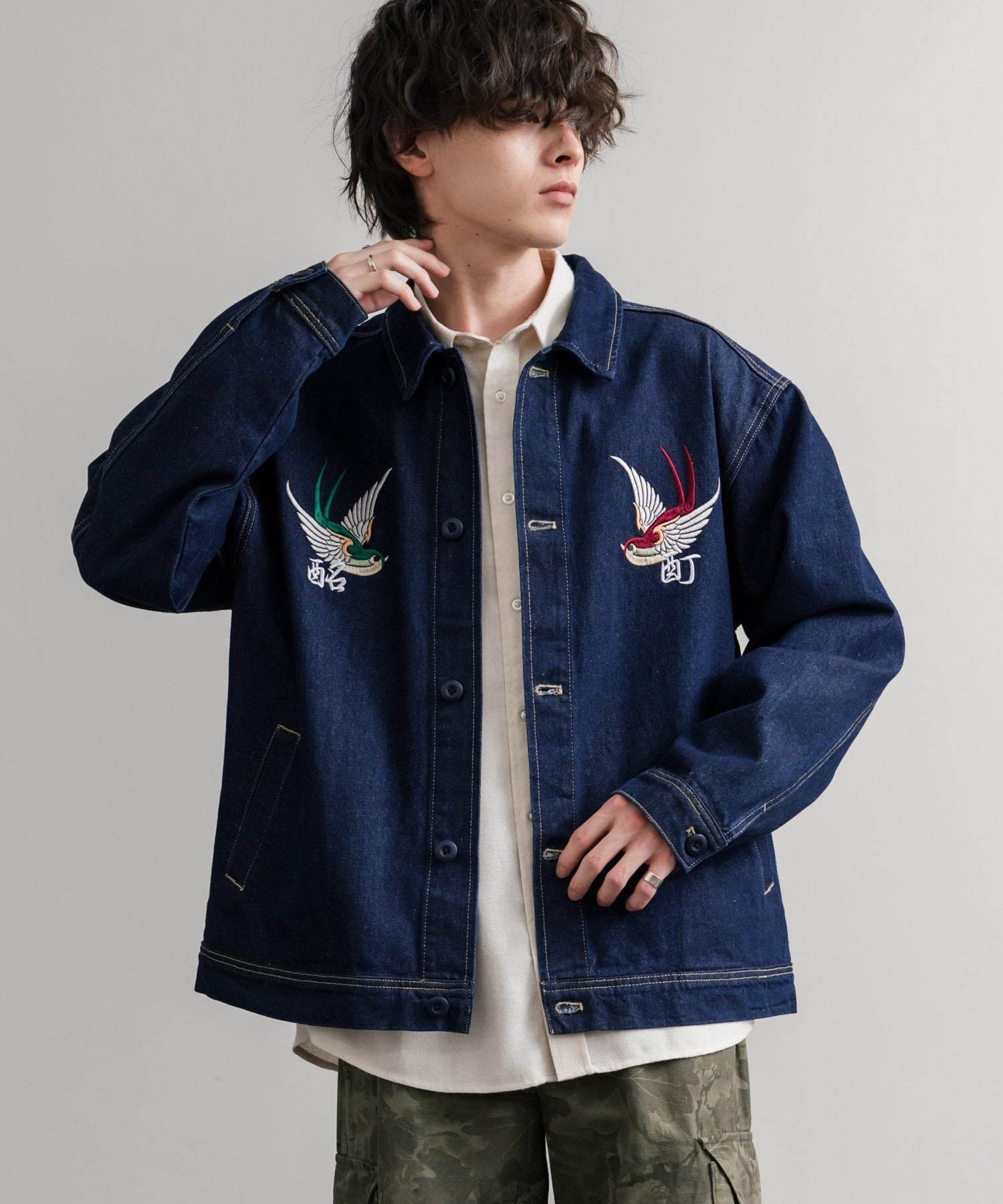ロッキーモンロー Rocky Monroe デニムジャケット YOIDORE 酔いどれ チベタン 刺繍 メンズ レディース アウター ブルゾン Gジャン ワーク ヴィンテージ インディゴ 14888 （33.ライトインディゴ） 33.ライトインディゴ
