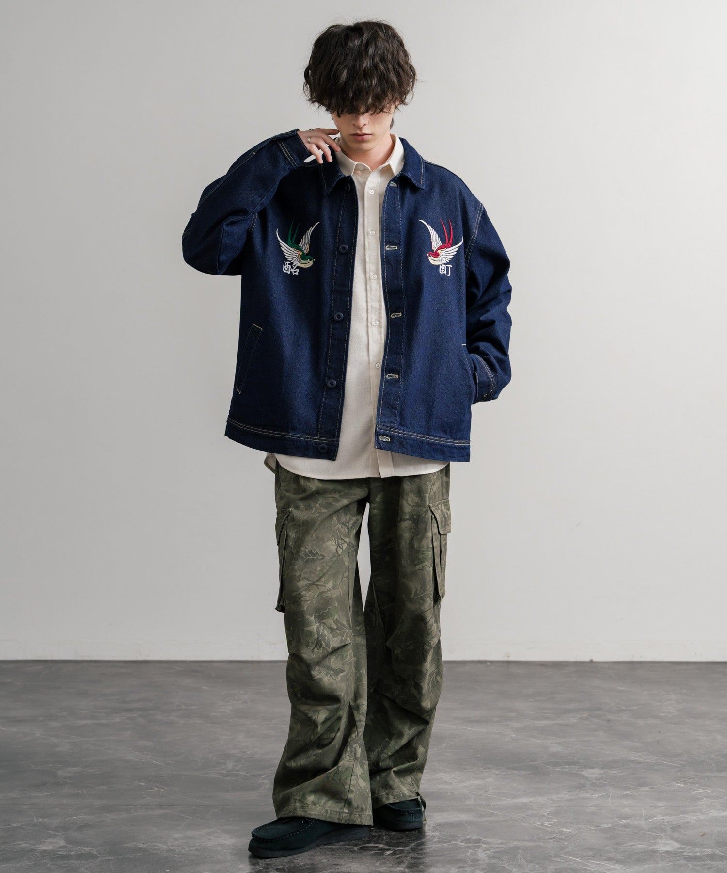 ロッキーモンロー Rocky Monroe デニムジャケット YOIDORE 酔いどれ チベタン 刺繍 メンズ レディース アウター ブルゾン Gジャン ワーク ヴィンテージ インディゴ 14888 （33.ライトインディゴ） 33.ライトインディゴ