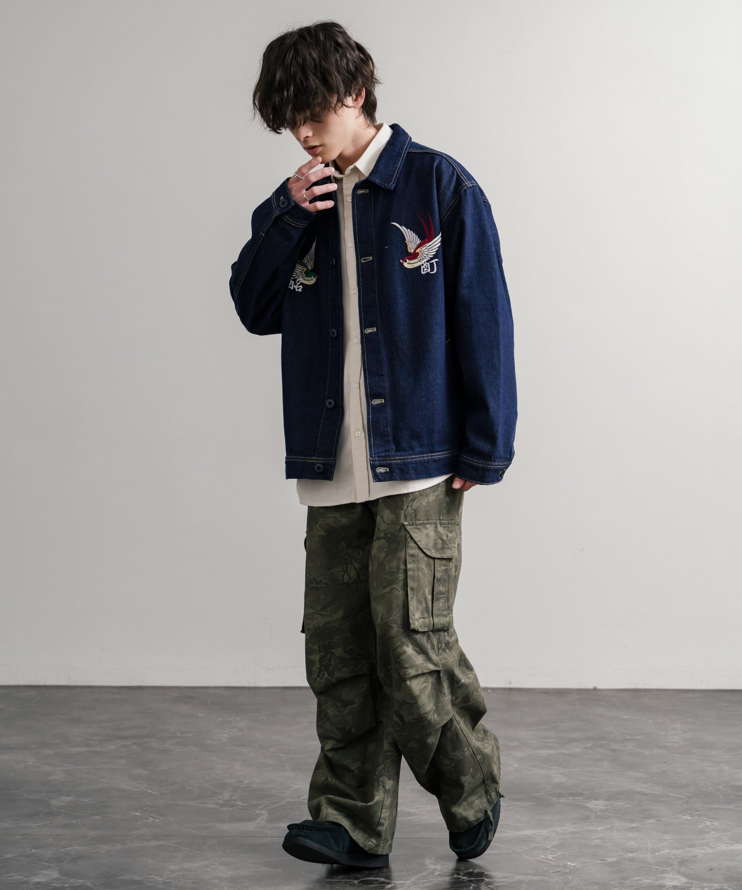 ロッキーモンロー Rocky Monroe デニムジャケット YOIDORE 酔いどれ チベタン 刺繍 メンズ レディース アウター ブルゾン Gジャン ワーク ヴィンテージ インディゴ 14888 （33.ライトインディゴ） 33.ライトインディゴ