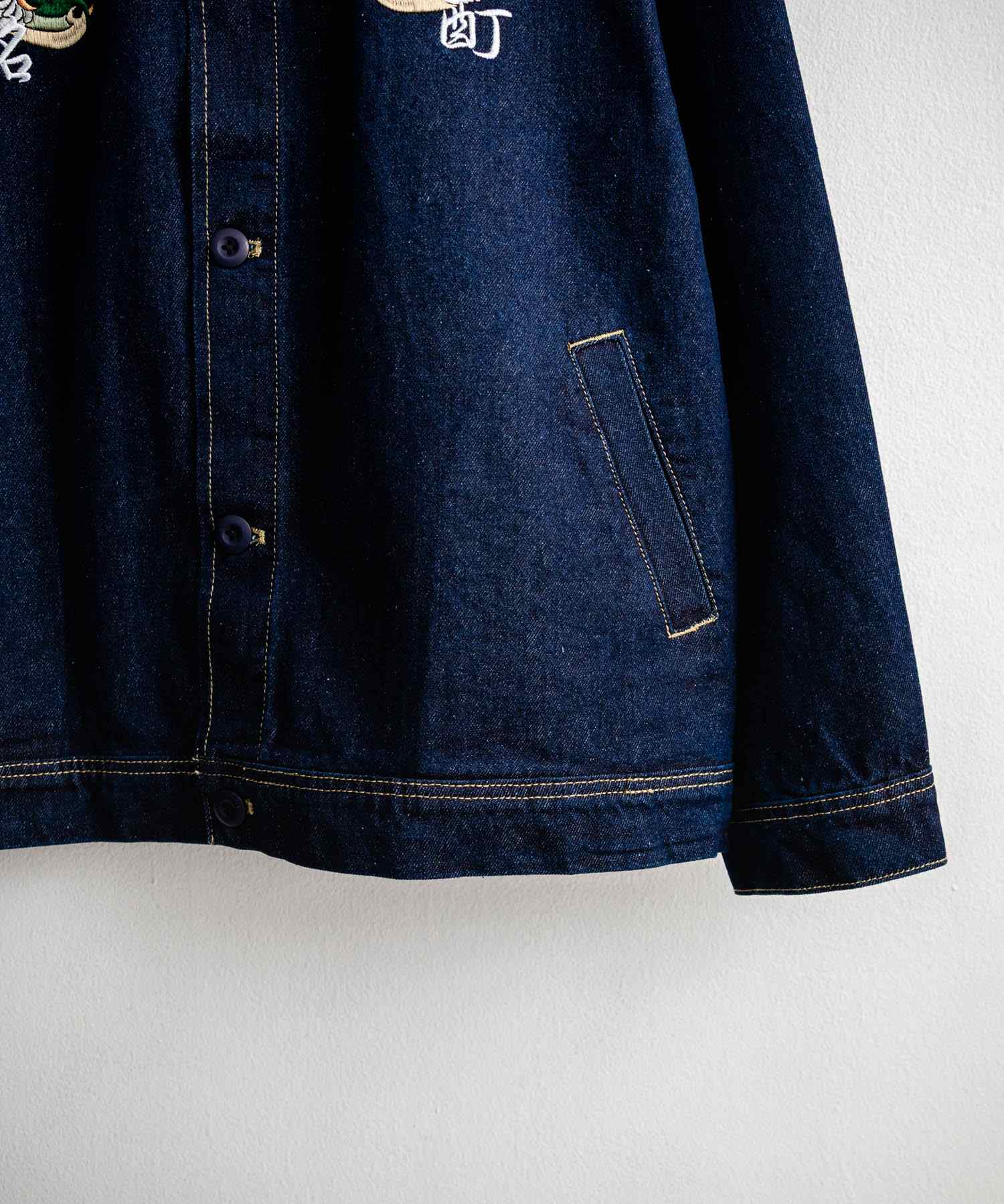 ロッキーモンロー Rocky Monroe デニムジャケット YOIDORE 酔いどれ チベタン 刺繍 メンズ レディース アウター ブルゾン Gジャン ワーク ヴィンテージ インディゴ 14888 （33.ライトインディゴ） 33.ライトインディゴ