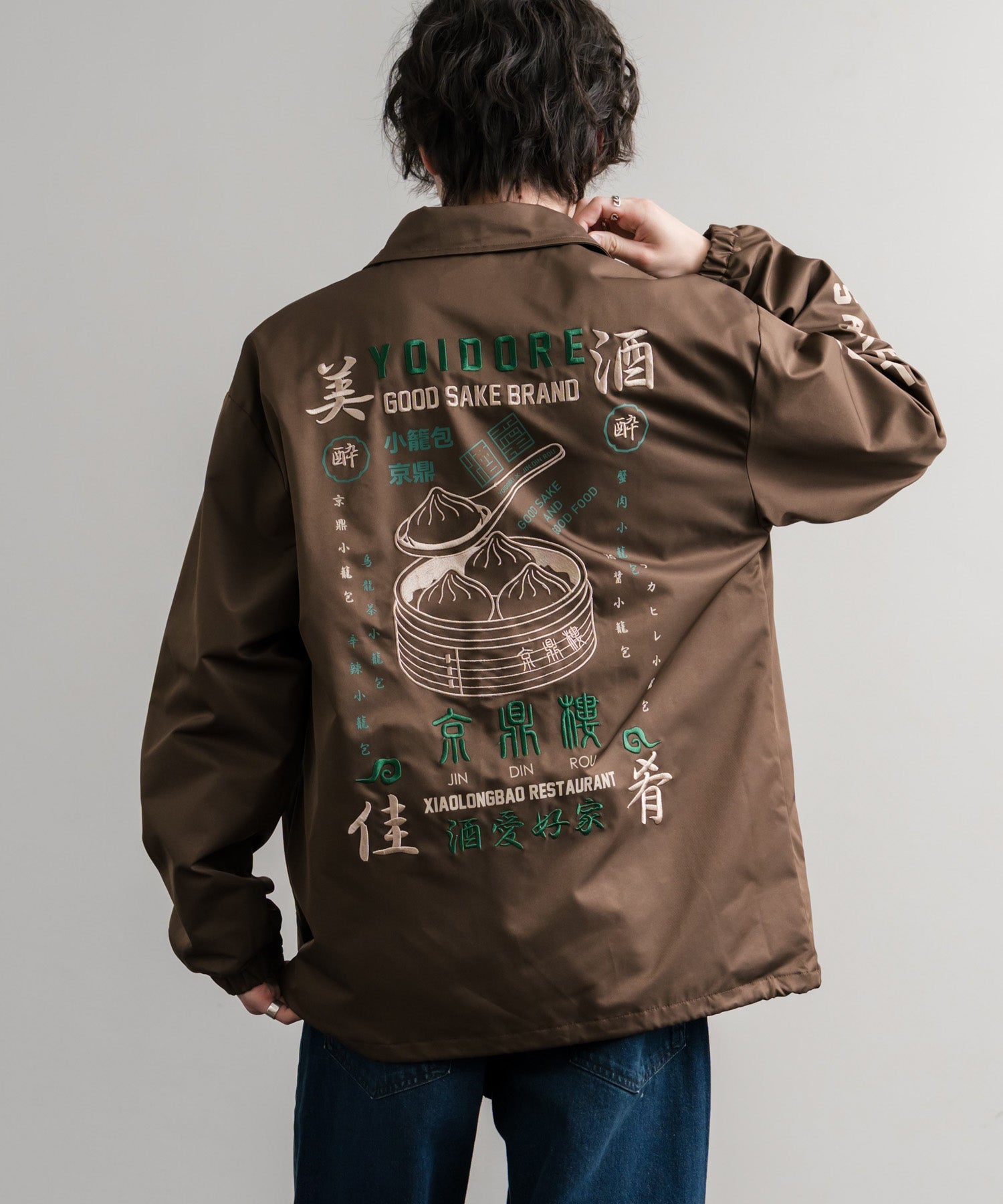 ロッキーモンロー Rocky Monroe コーチジャケット コラボ YOIDORE 京鼎樓 小籠包 ライトアウター ブルゾン メンズ レディース オーバーサイズ ビッグシルエット ルーズ 14889 （39.ネイビー） 39.ネイビー