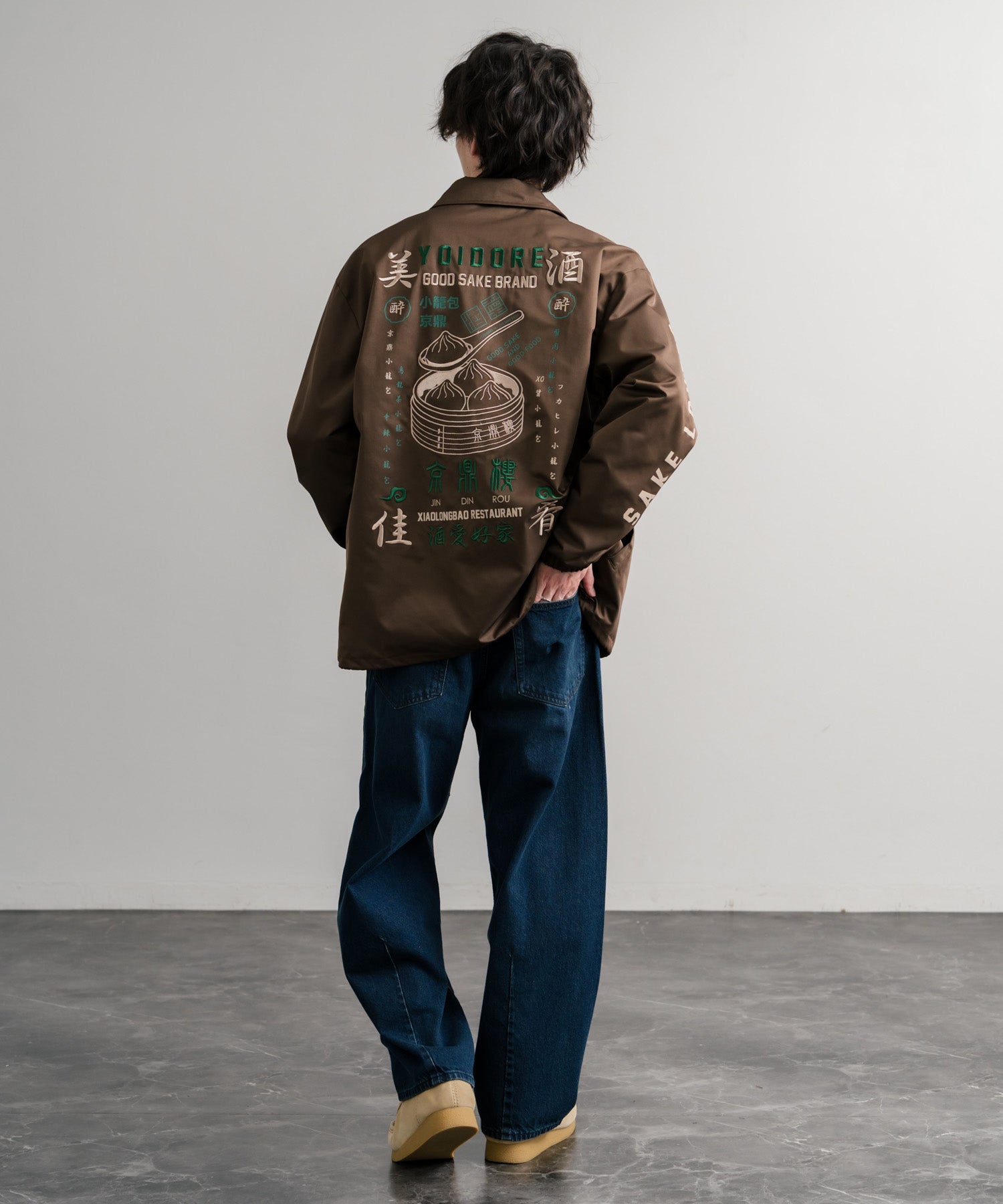 ロッキーモンロー Rocky Monroe コーチジャケット コラボ YOIDORE 京鼎樓 小籠包 ライトアウター ブルゾン メンズ レディース オーバーサイズ ビッグシルエット ルーズ 14889 （39.ネイビー） 39.ネイビー