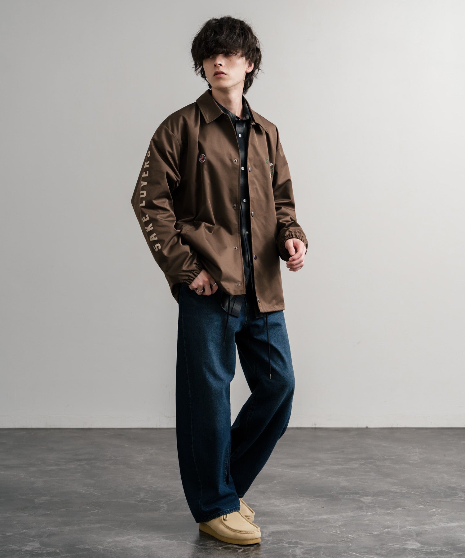 ロッキーモンロー Rocky Monroe コーチジャケット コラボ YOIDORE 京鼎樓 小籠包 ライトアウター ブルゾン メンズ レディース オーバーサイズ ビッグシルエット ルーズ 14889 （39.ネイビー） 39.ネイビー